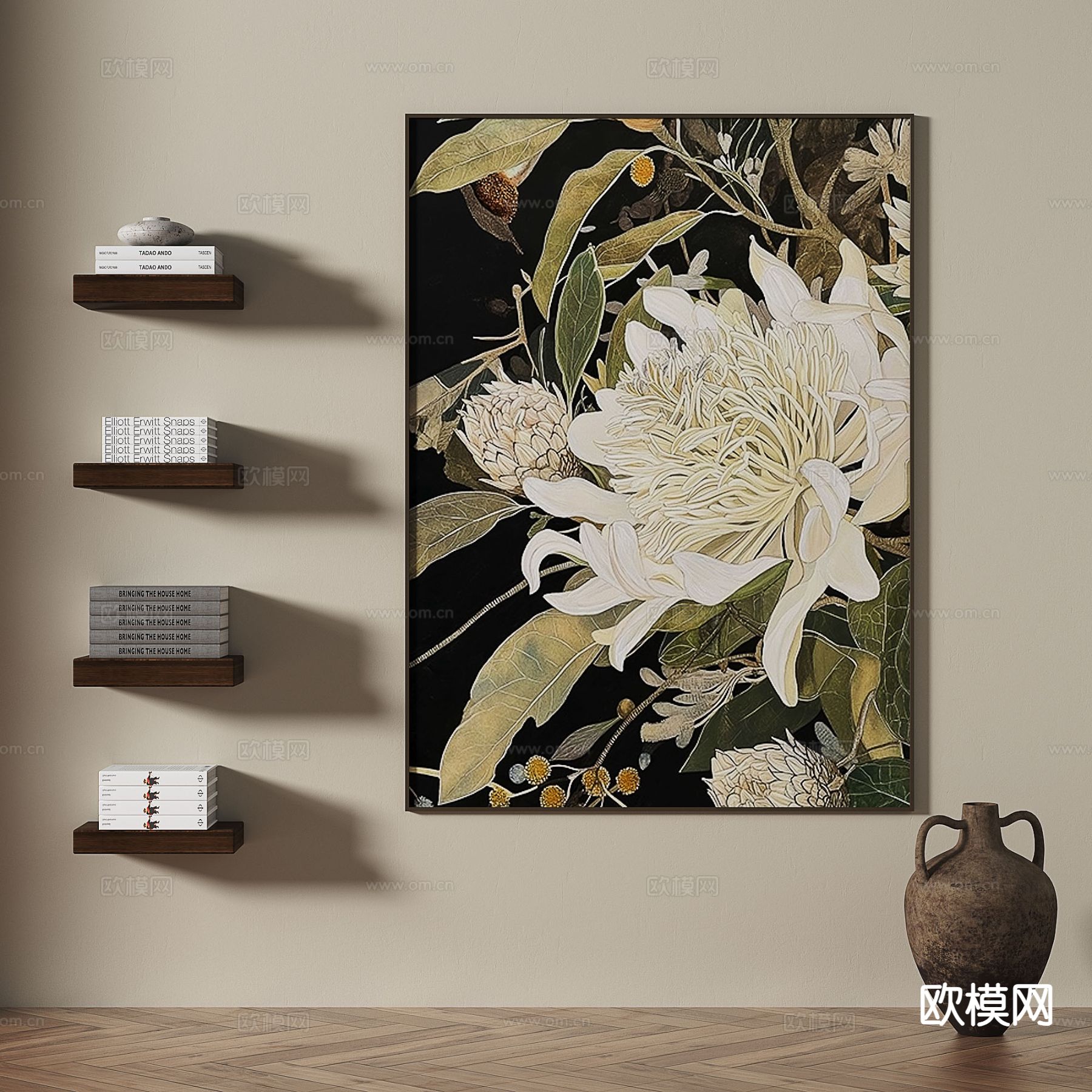 中古风挂画 花朵挂画 装饰画3d模型