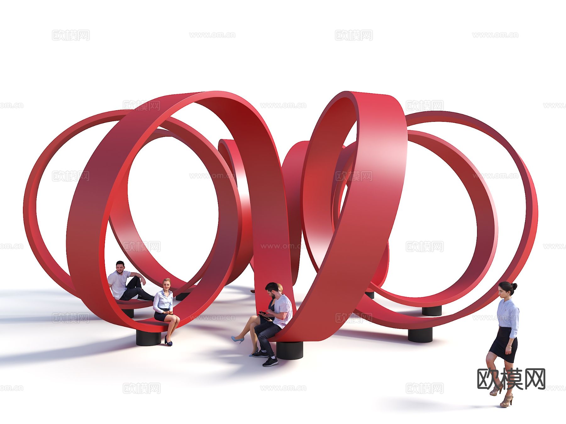 户外椅 异形椅 景观坐凳su模型下载（渲染图2）