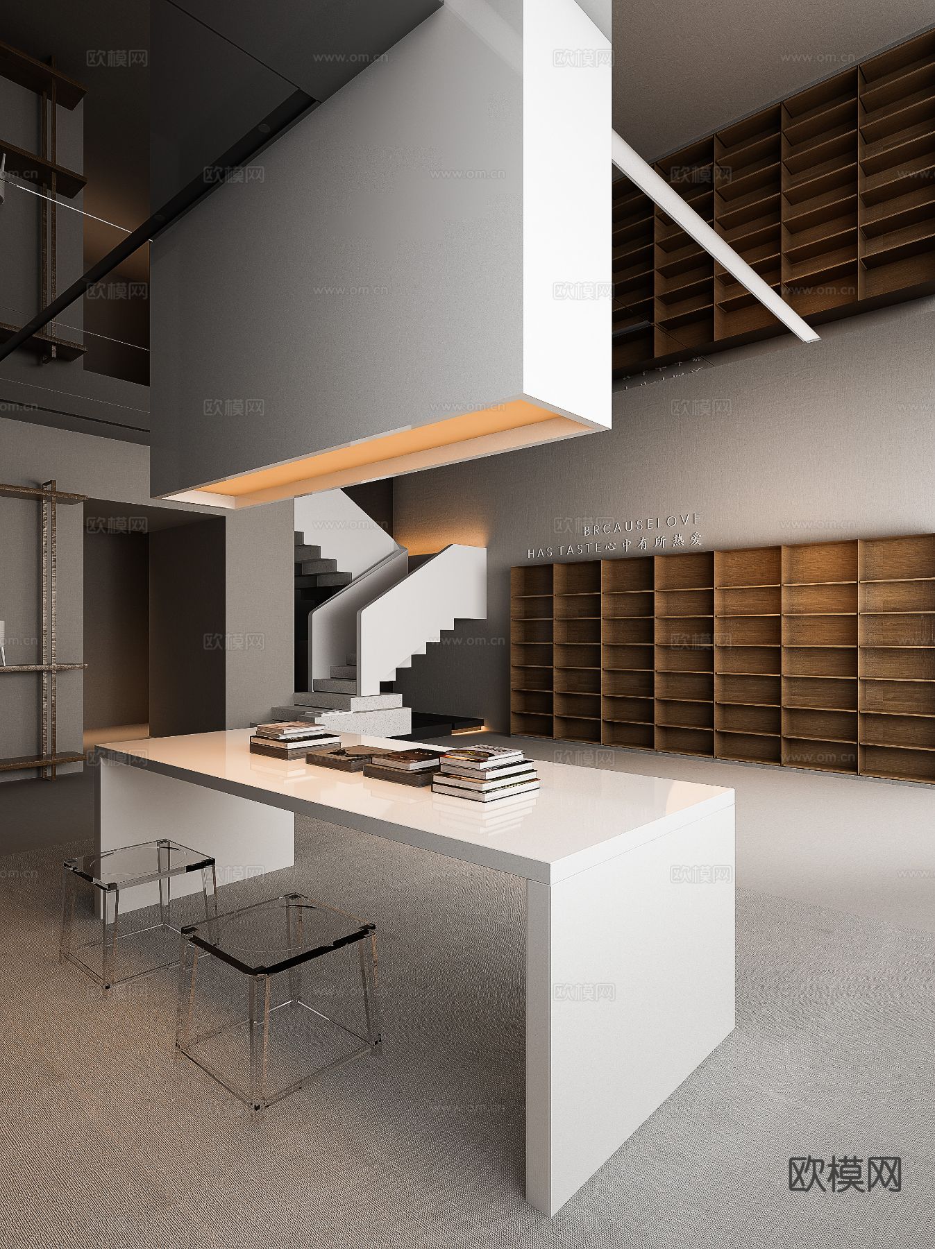 书店 图书馆 阅读室su模型下载（渲染图2）