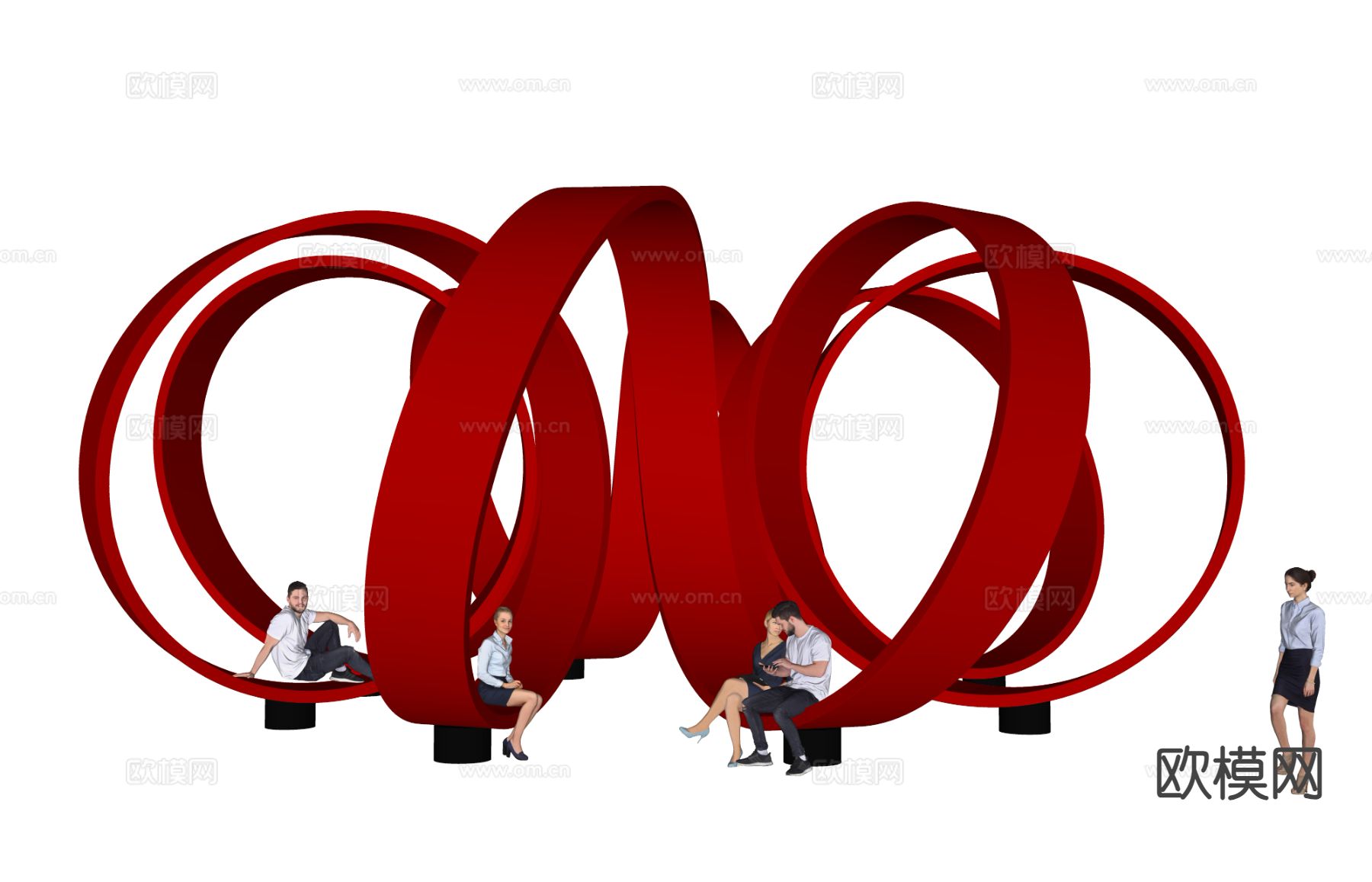 户外椅 异形椅 景观坐凳su模型下载（渲染图1）