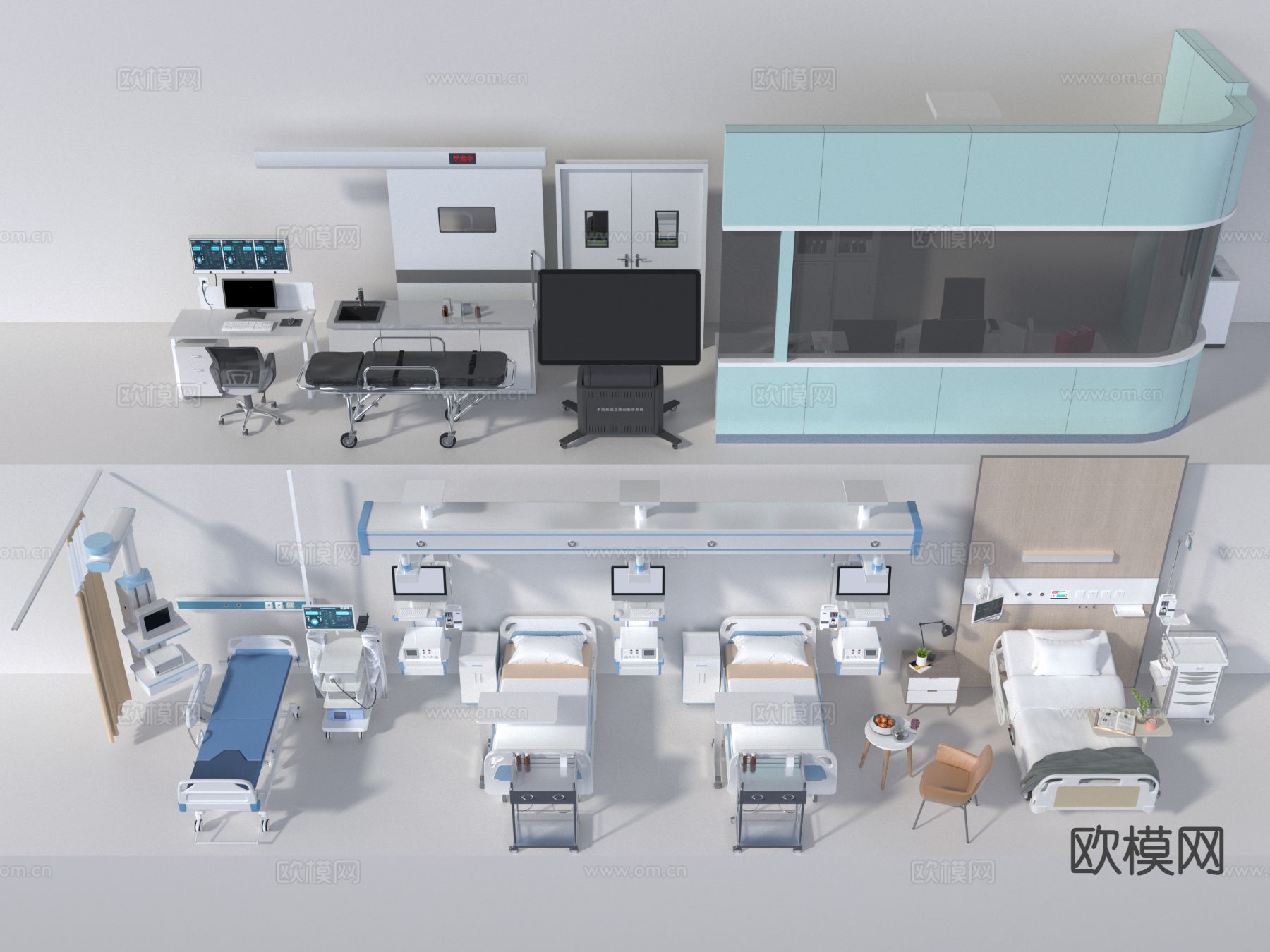 重症室病房设备 病床 医疗器材3d模型