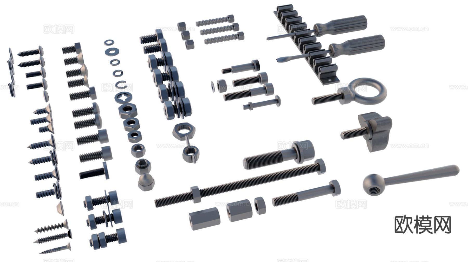 螺丝 螺母 螺帽 起子 五金器材3d模型