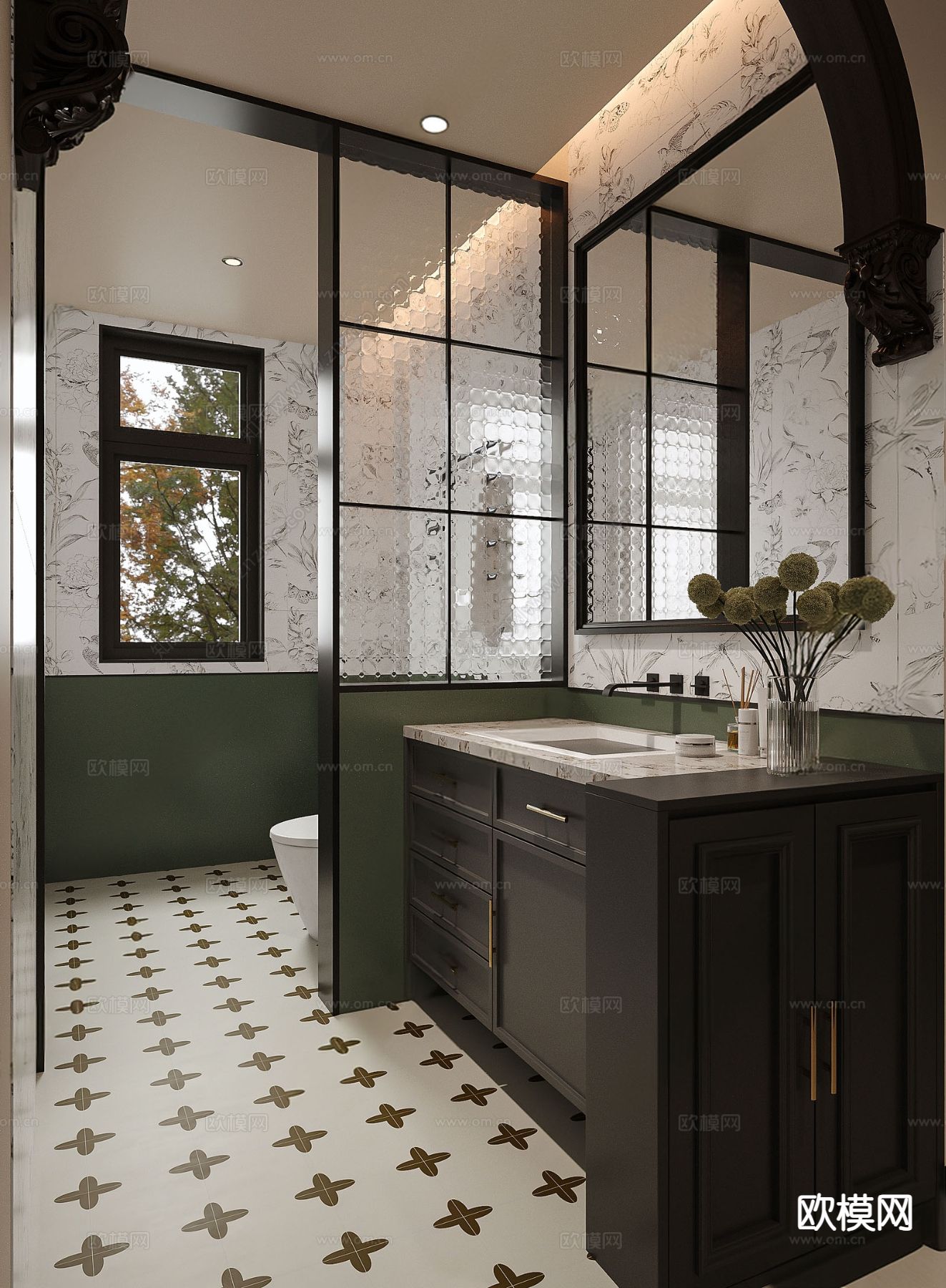 美式卫生间 浴室su模型下载（渲染图2）