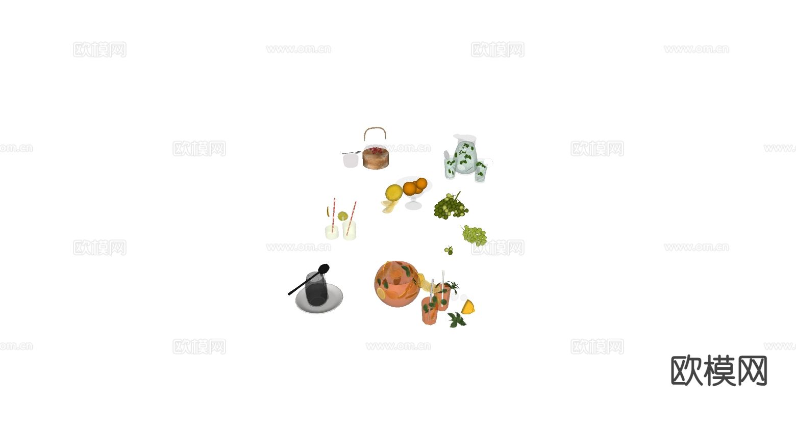 果汁 饮料 饮品 水果 橙子su模型下载（渲染图1）