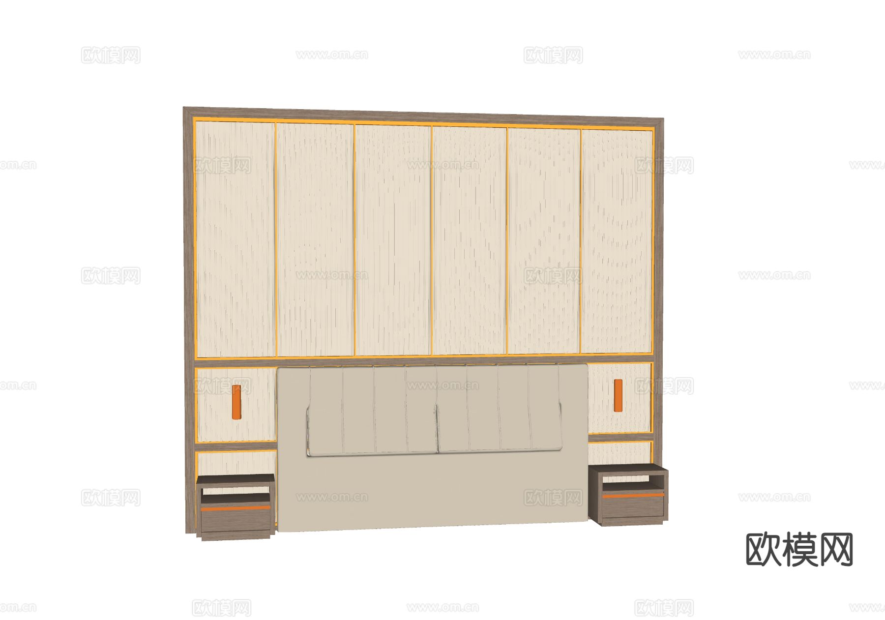 轻奢背景墙 床头背景su模型下载（渲染图1）