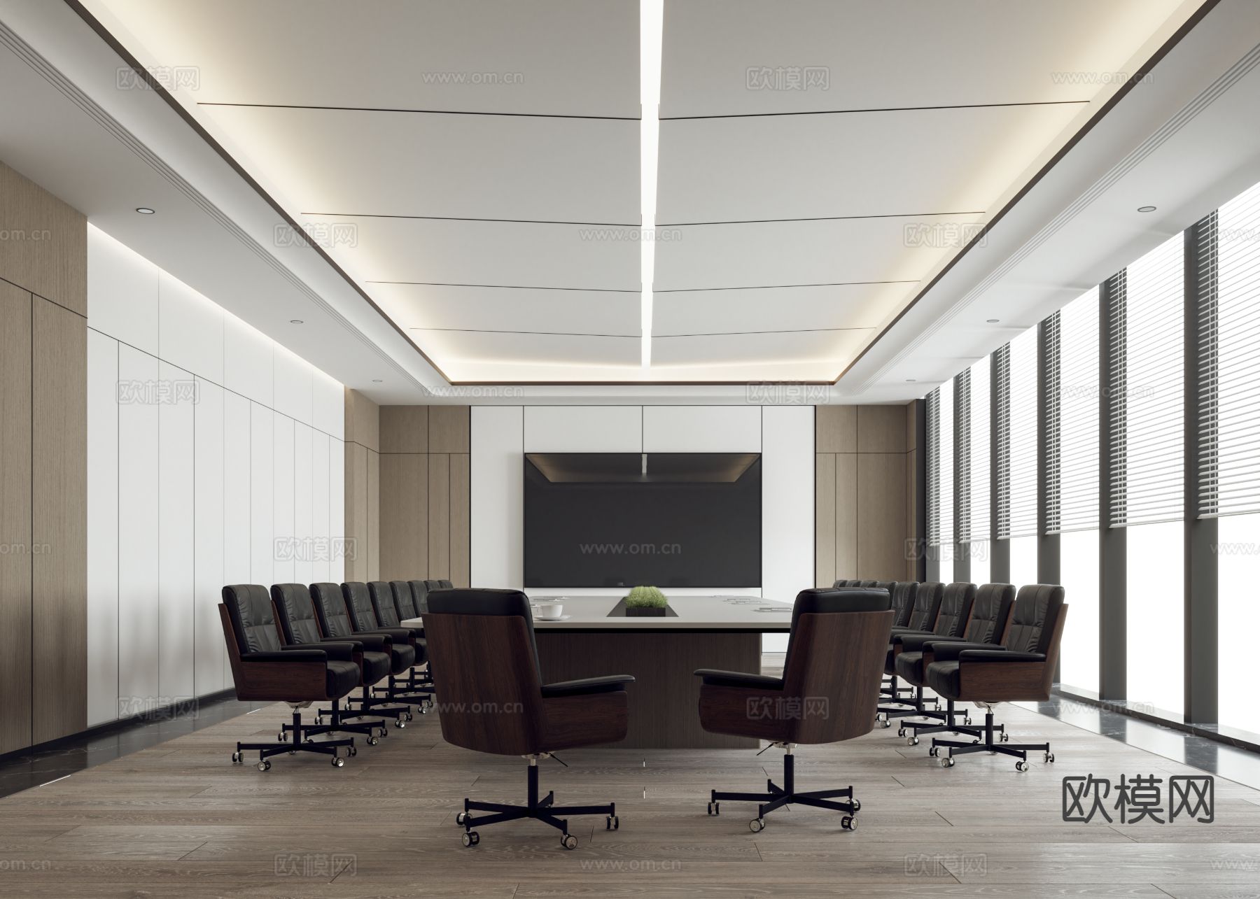 现代会议室3d模型下载
