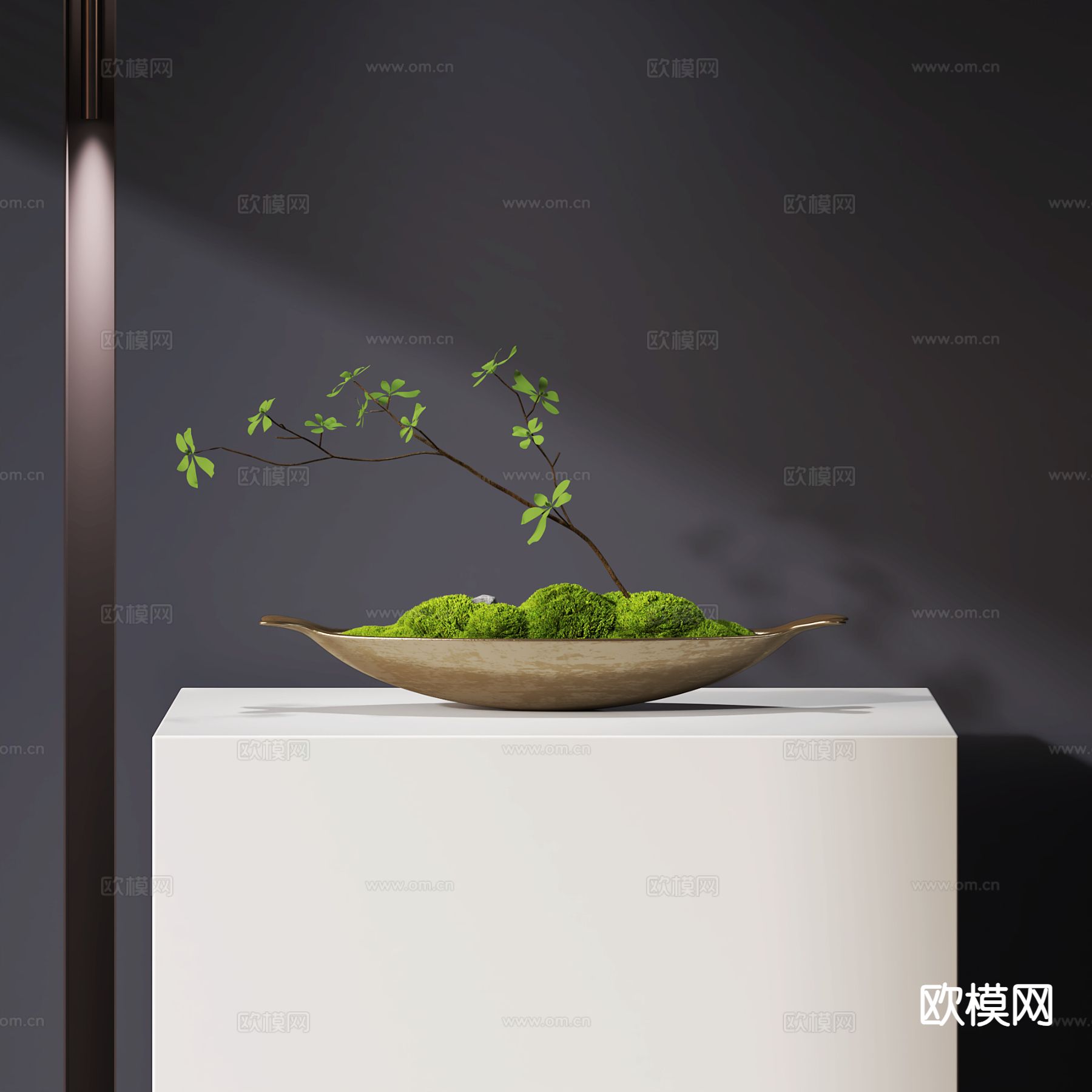 现代苔藓盆景3d模型