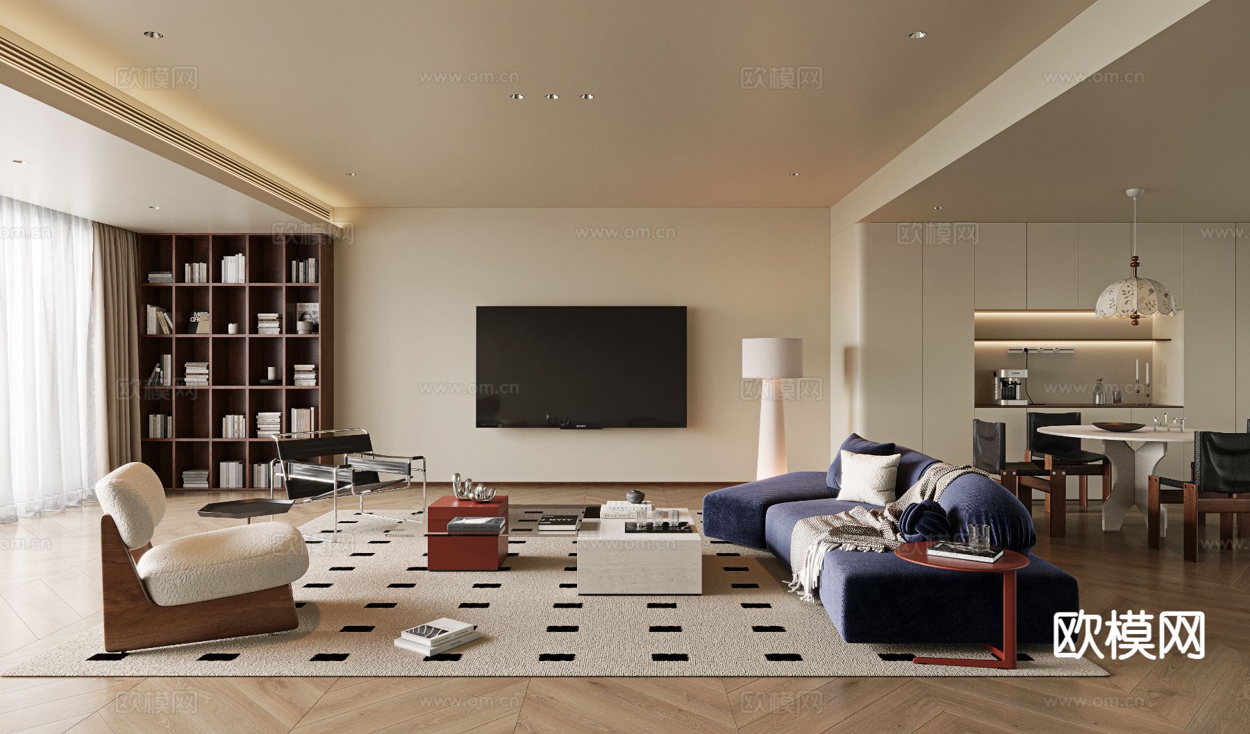 侘寂客餐厅su模型下载（渲染图2）