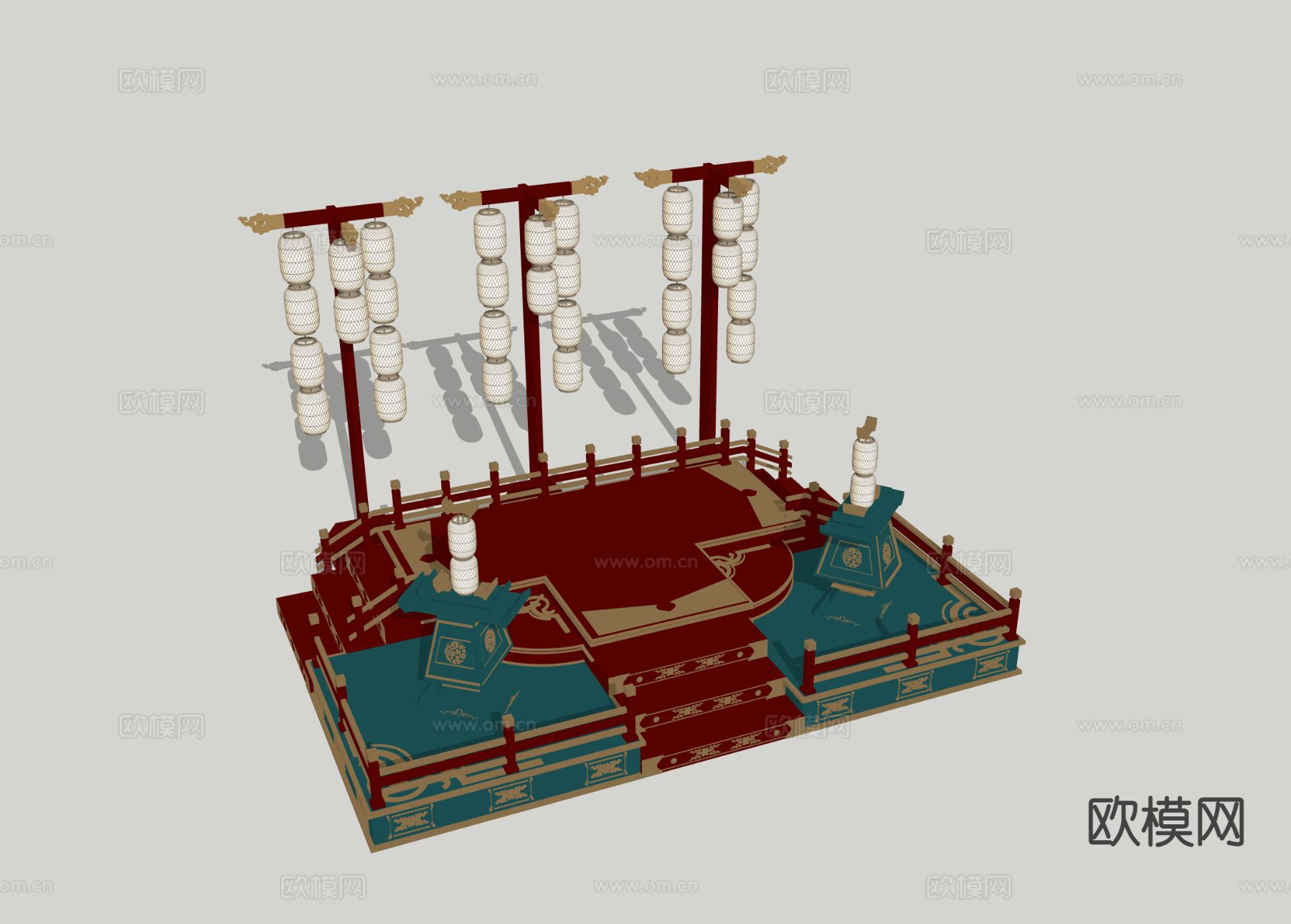 新中式国潮舞台 网红美陈 商场美陈装置3d模型