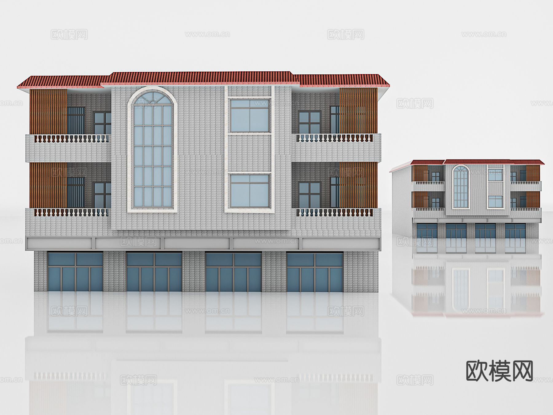 二层别墅建筑外观3d模型