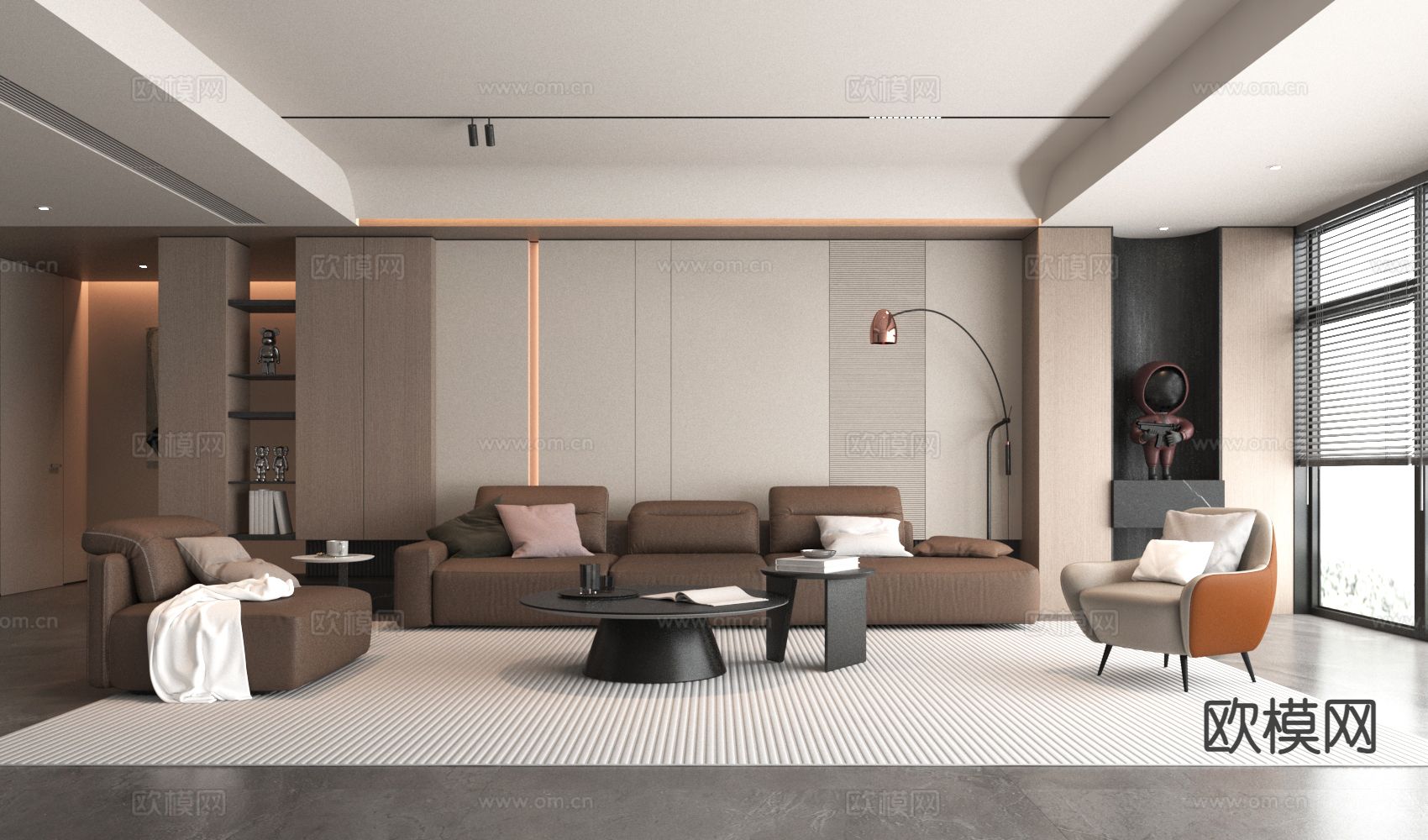 现代客厅3d模型下载