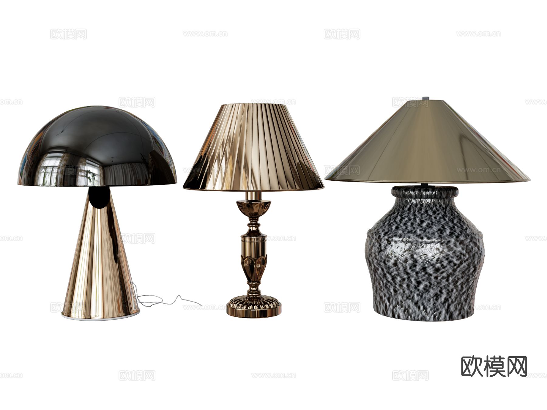 轻奢台灯 床头台灯su模型下载（渲染图2）