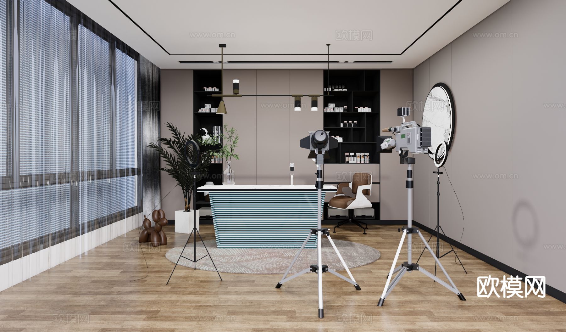 带货直播间su模型下载（渲染图2）