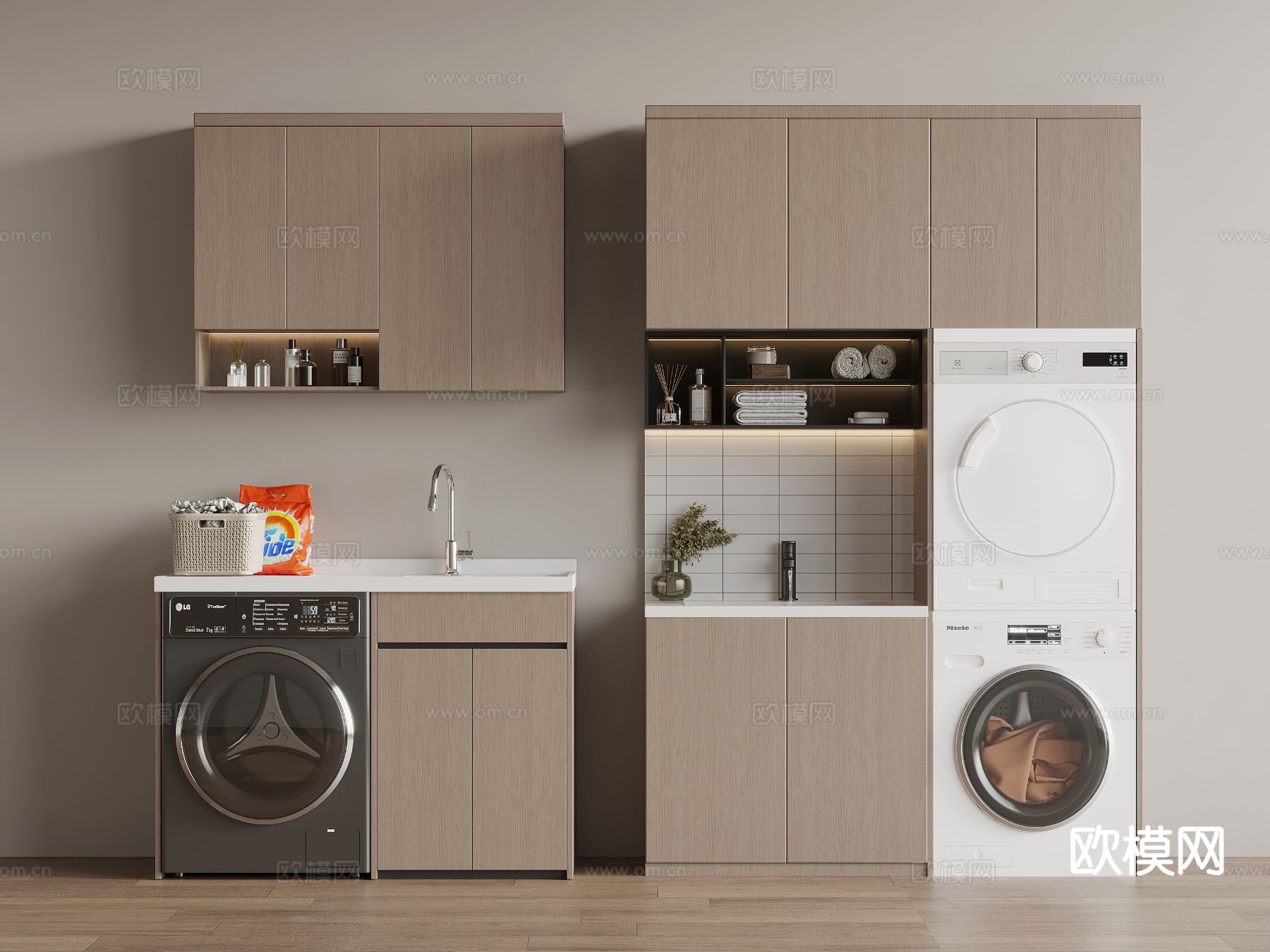 现代洗衣机柜 阳台柜3d模型下载