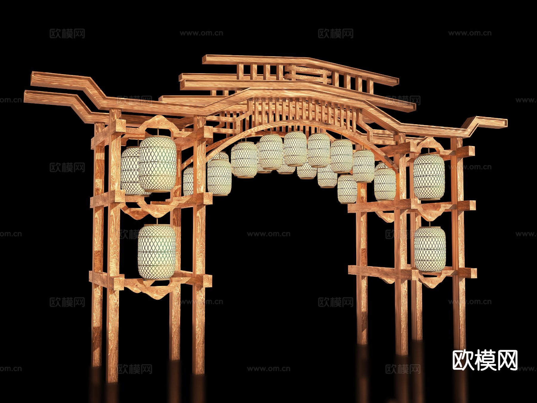 新中式牌坊  门楼3d模型