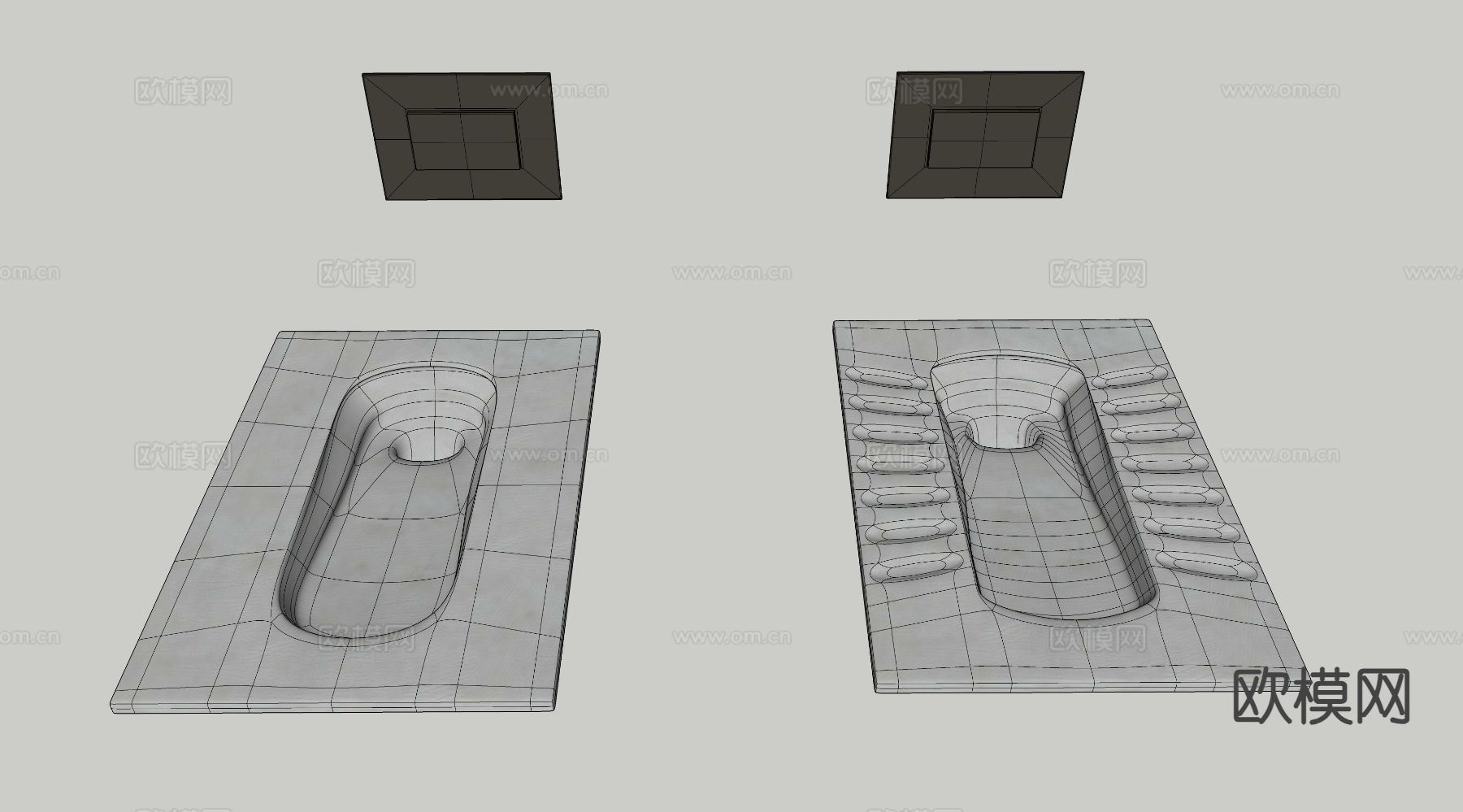 蹲坑 不锈钢蹲便器su模型下载（渲染图1）