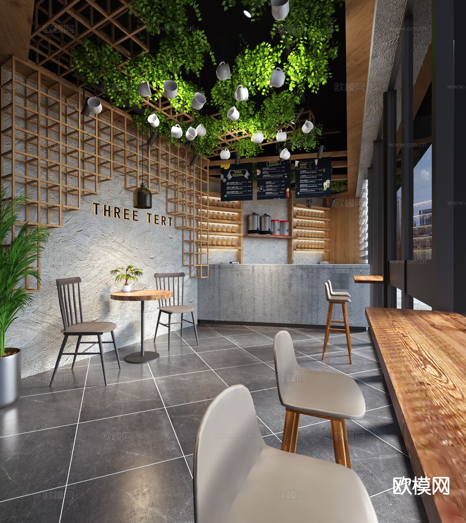 工业风奶茶店 茶饮店3d模型