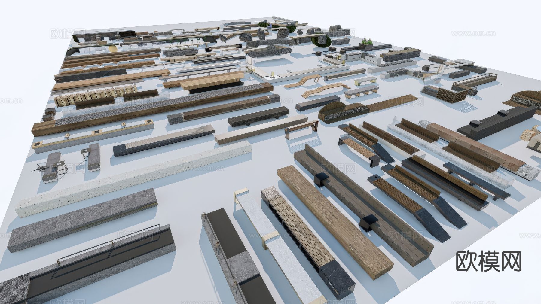 现代景观座椅 户外椅3d模型