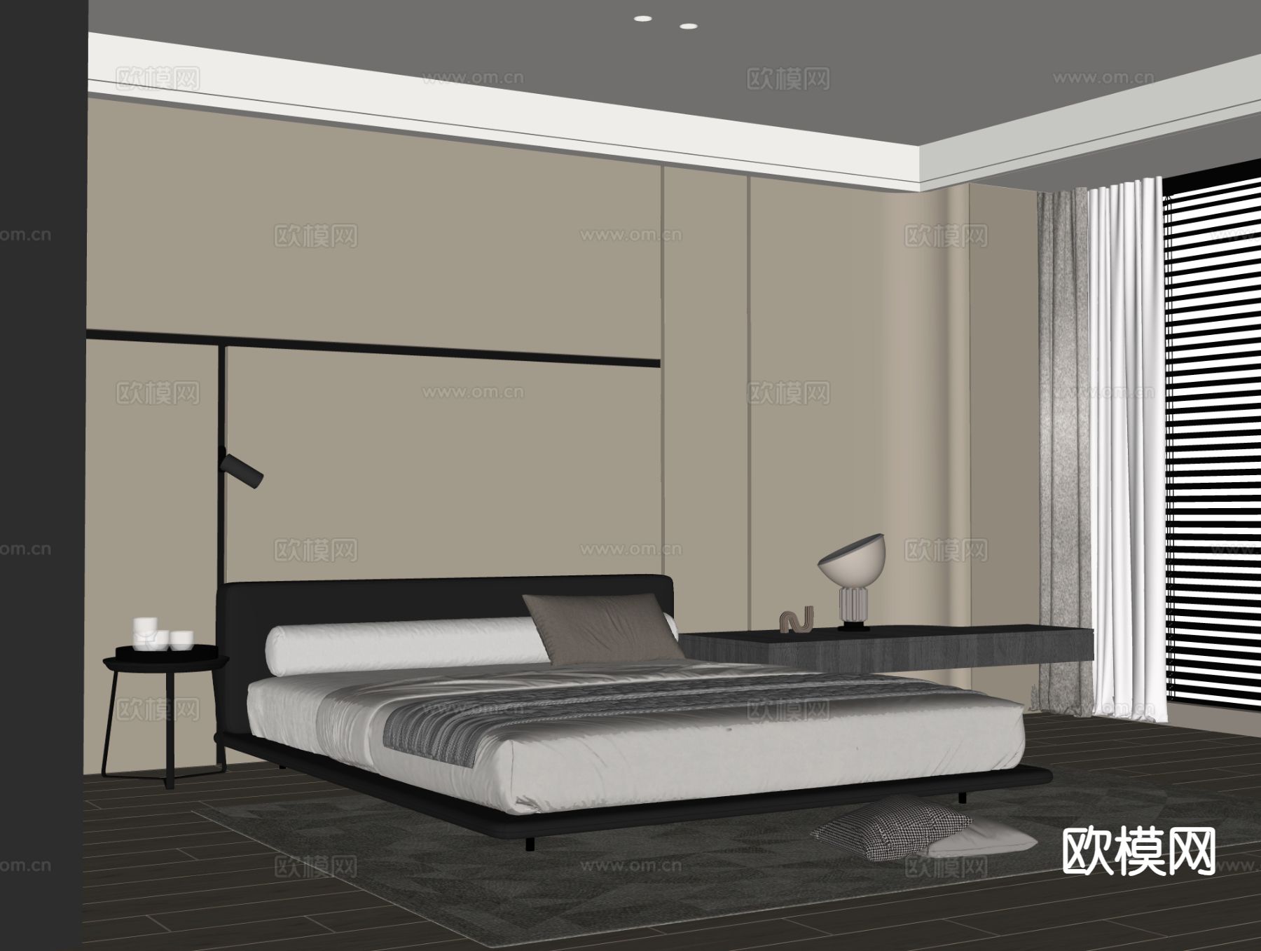 意式极简卧室 主卧su模型下载（渲染图1）