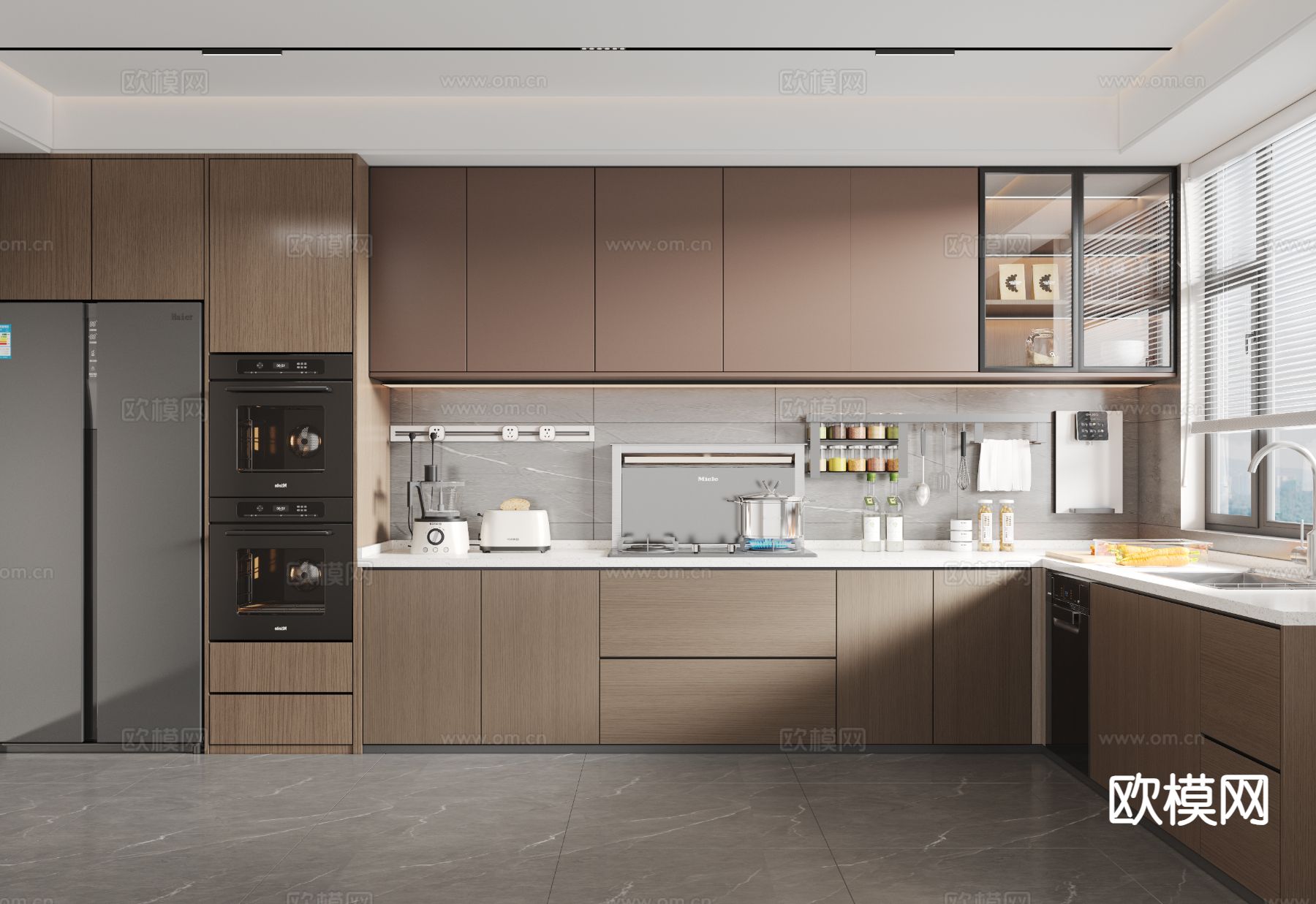 意式轻奢厨房su模型下载（渲染图2）