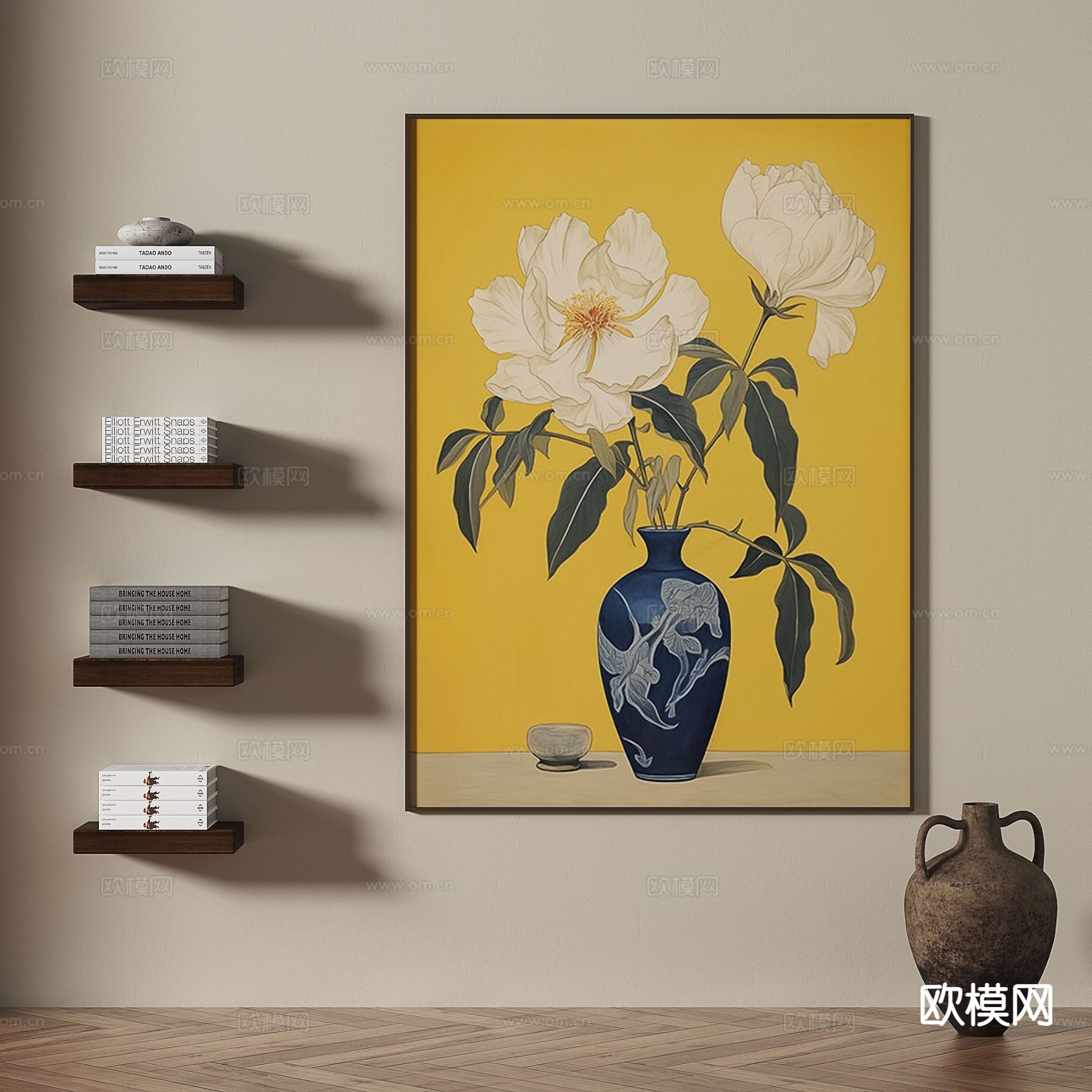 中古风挂画 花朵挂画 装饰画3d模型