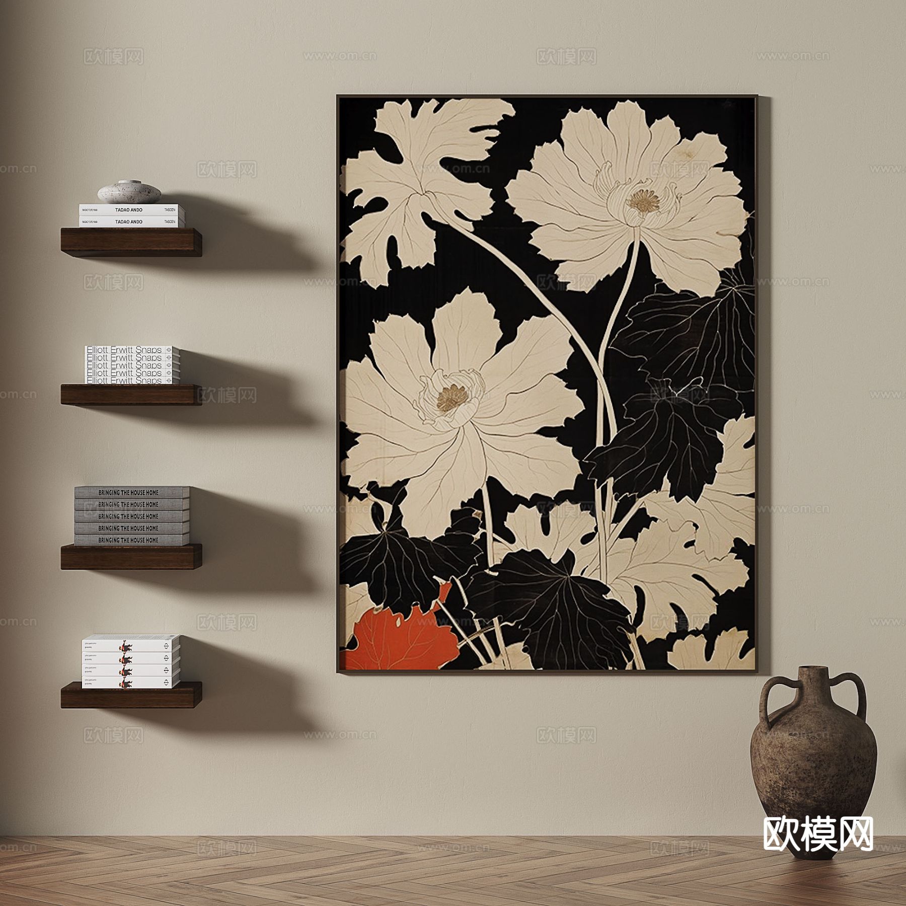 中古风挂画 花朵挂画 装饰画3d模型