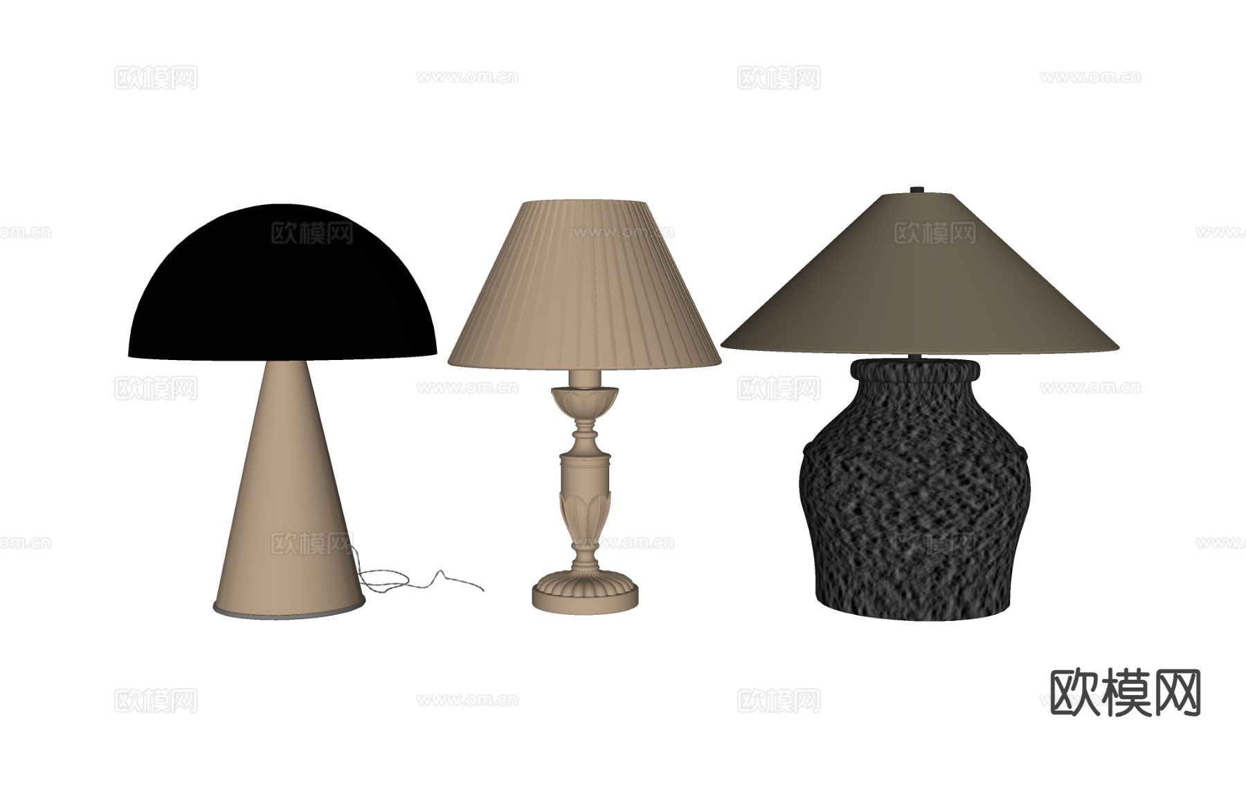 轻奢台灯 床头台灯su模型下载（渲染图1）