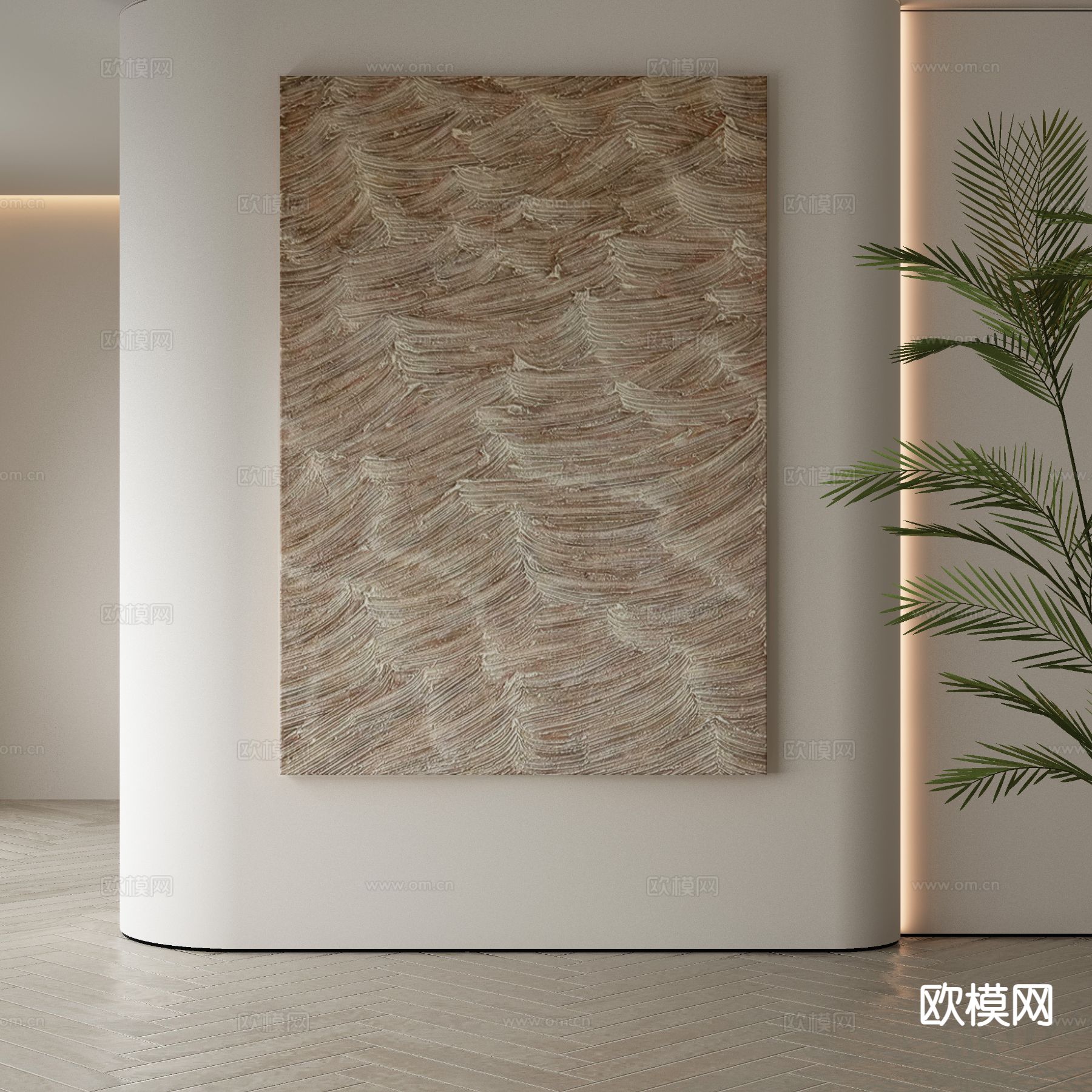 侘寂装饰画 肌理挂画 油画3d模型