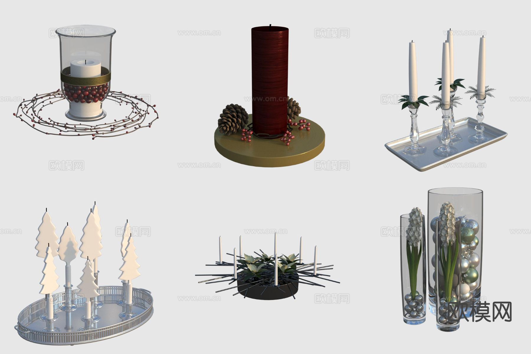 圣诞节日美陈 装饰品 蜡烛 香薰3d模型
