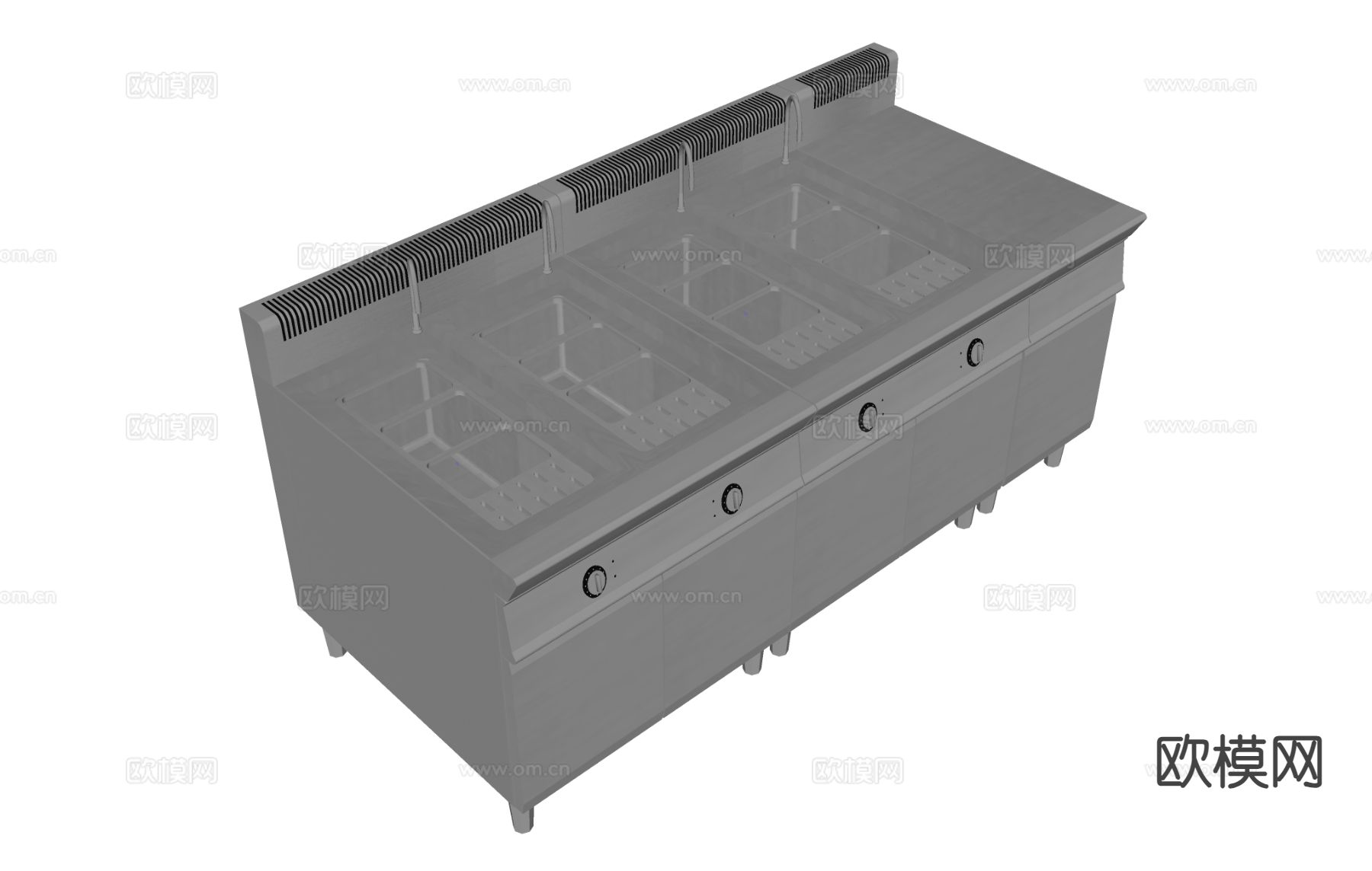 厨房设备 油炸锅 调酒柜su模型下载（渲染图1）
