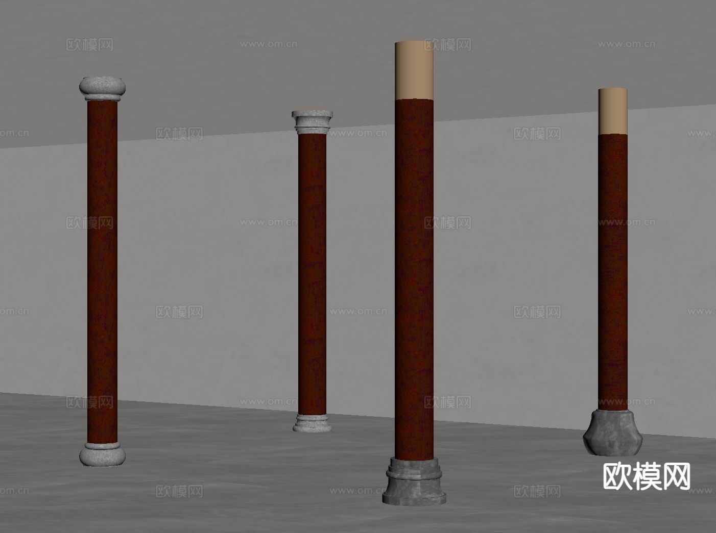 新中式柱子 圆柱su模型下载（渲染图1）