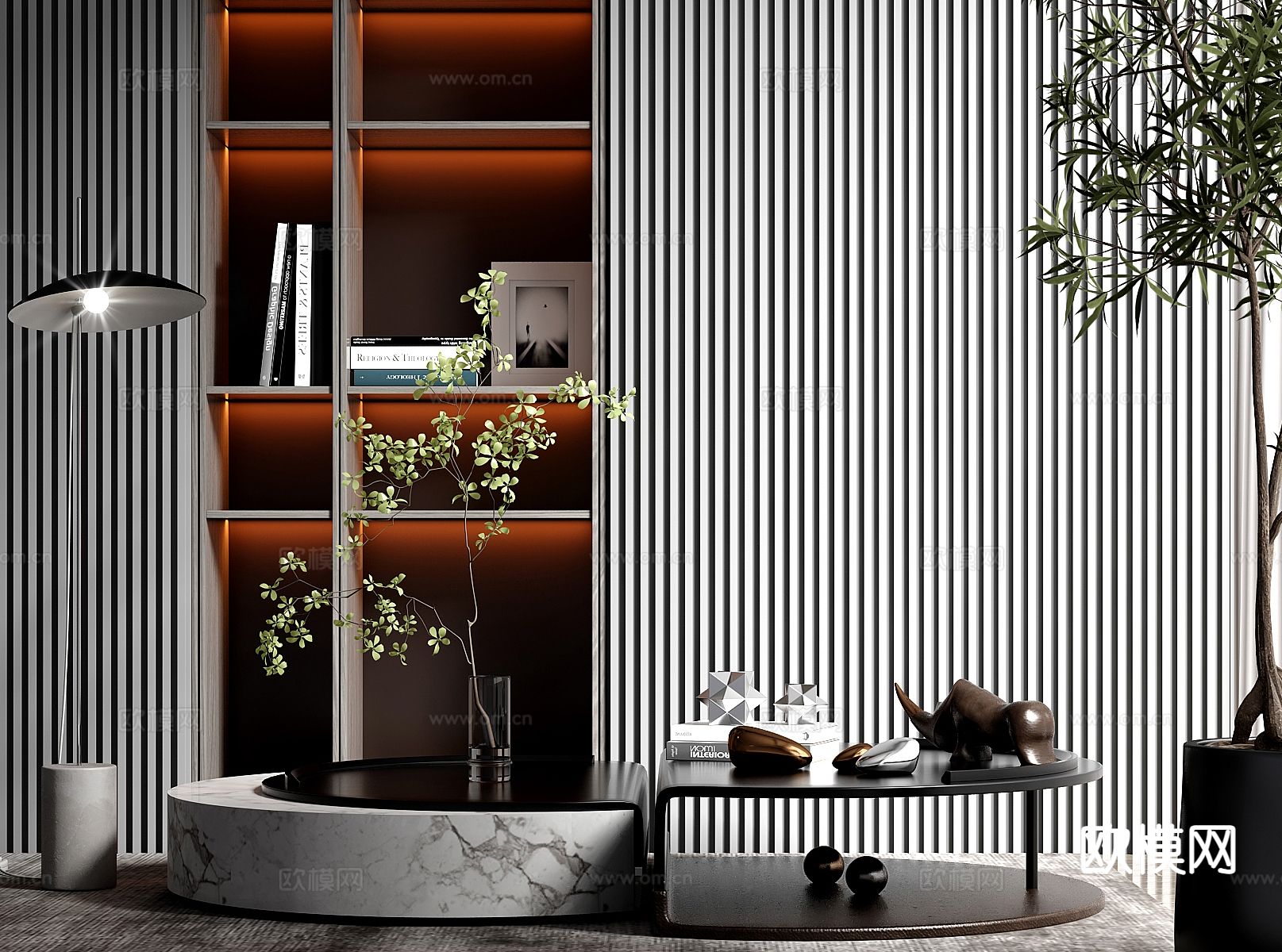 意式茶几 子母茶几su模型下载（渲染图2）