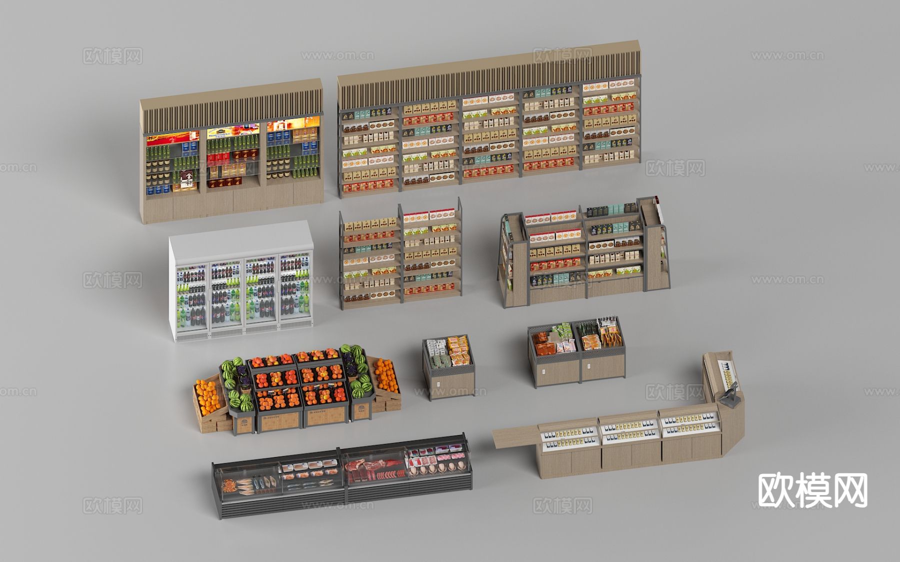 现代零食货架  超市货架3d模型