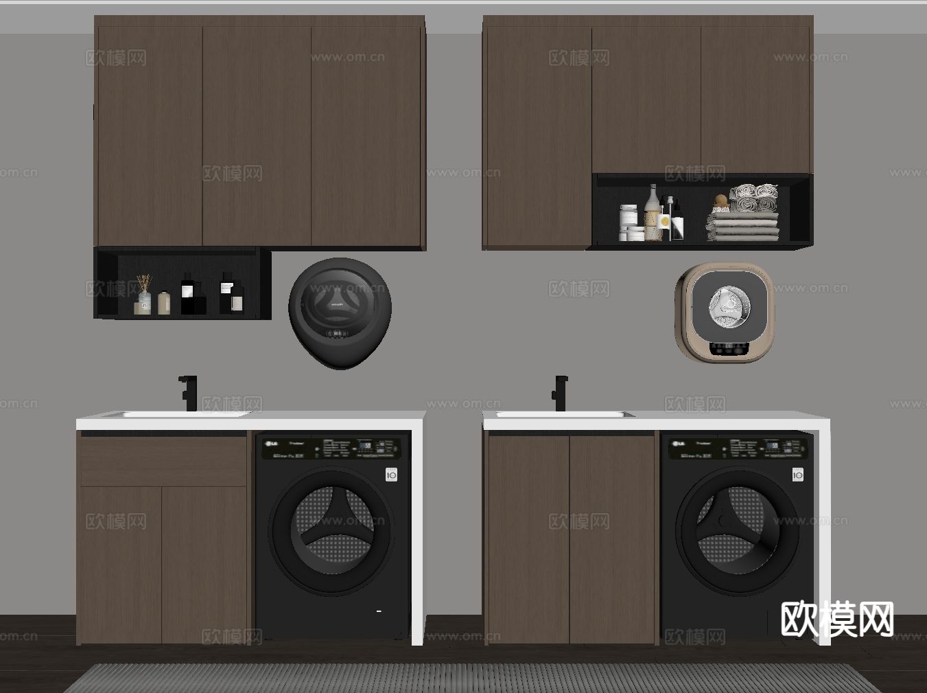 意式阳台柜 洗衣机柜su模型下载（渲染图1）