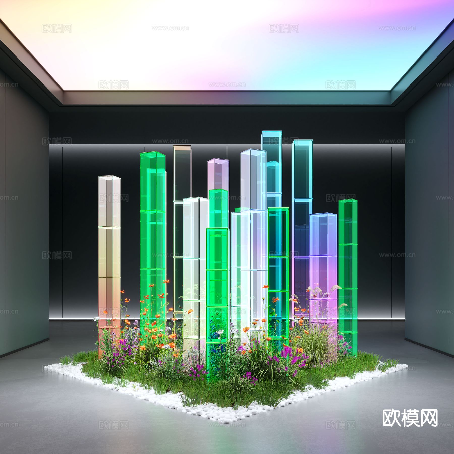 现代室内景观造景 艺术造景3d模型