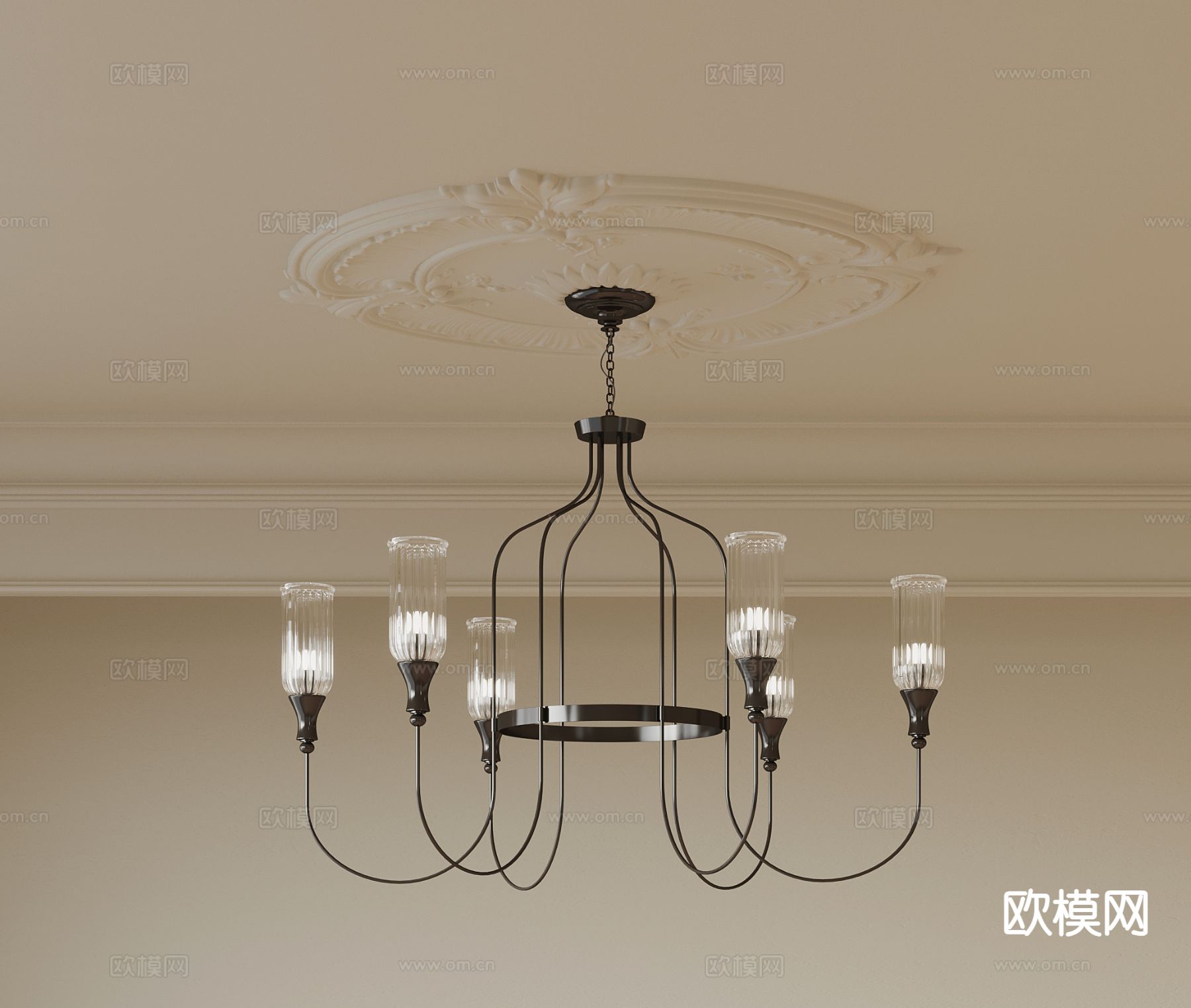 中古风吊灯su模型下载（渲染图2）