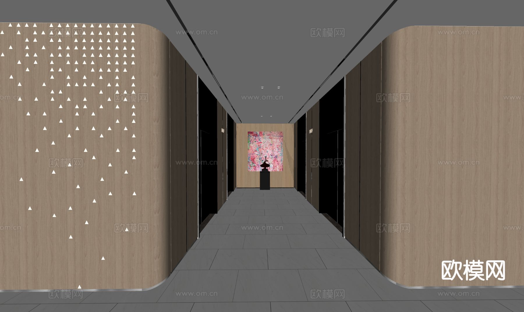 现代电梯厅 电梯间su模型下载