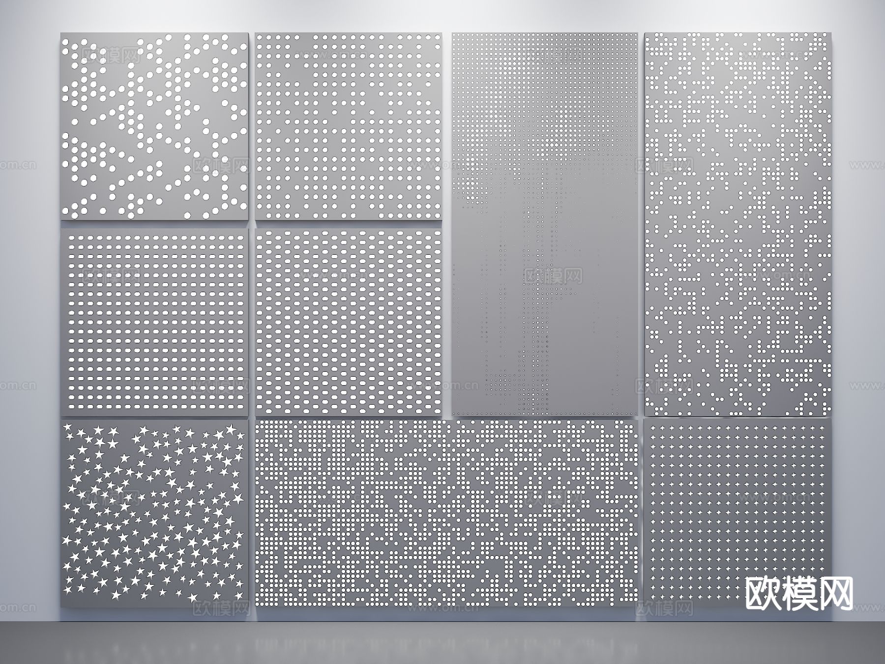 现代冲孔板 穿孔板su模型下载（渲染图2）