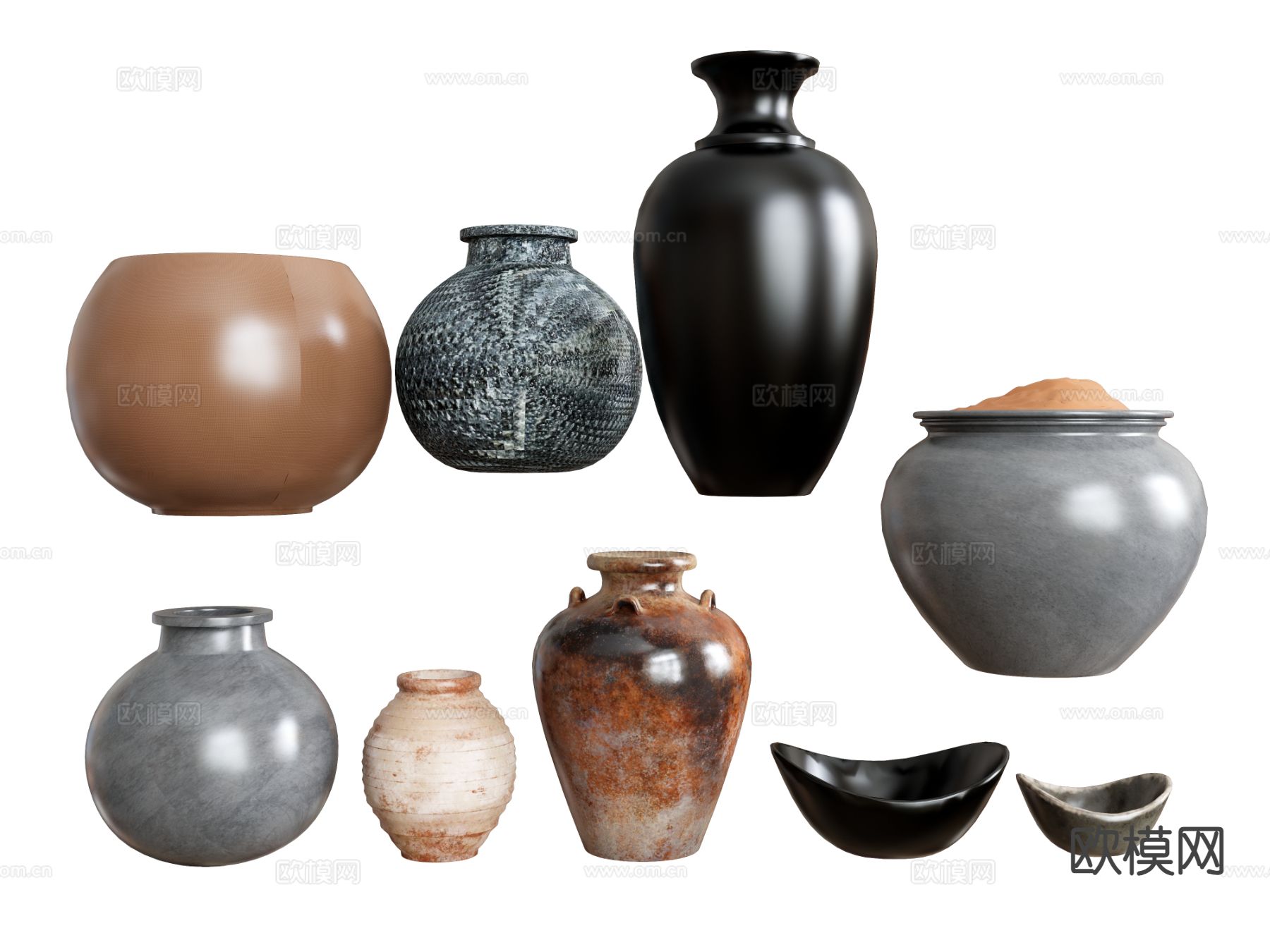 新中式陶罐 陶瓷 陶瓶 器皿su模型下载（渲染图2）
