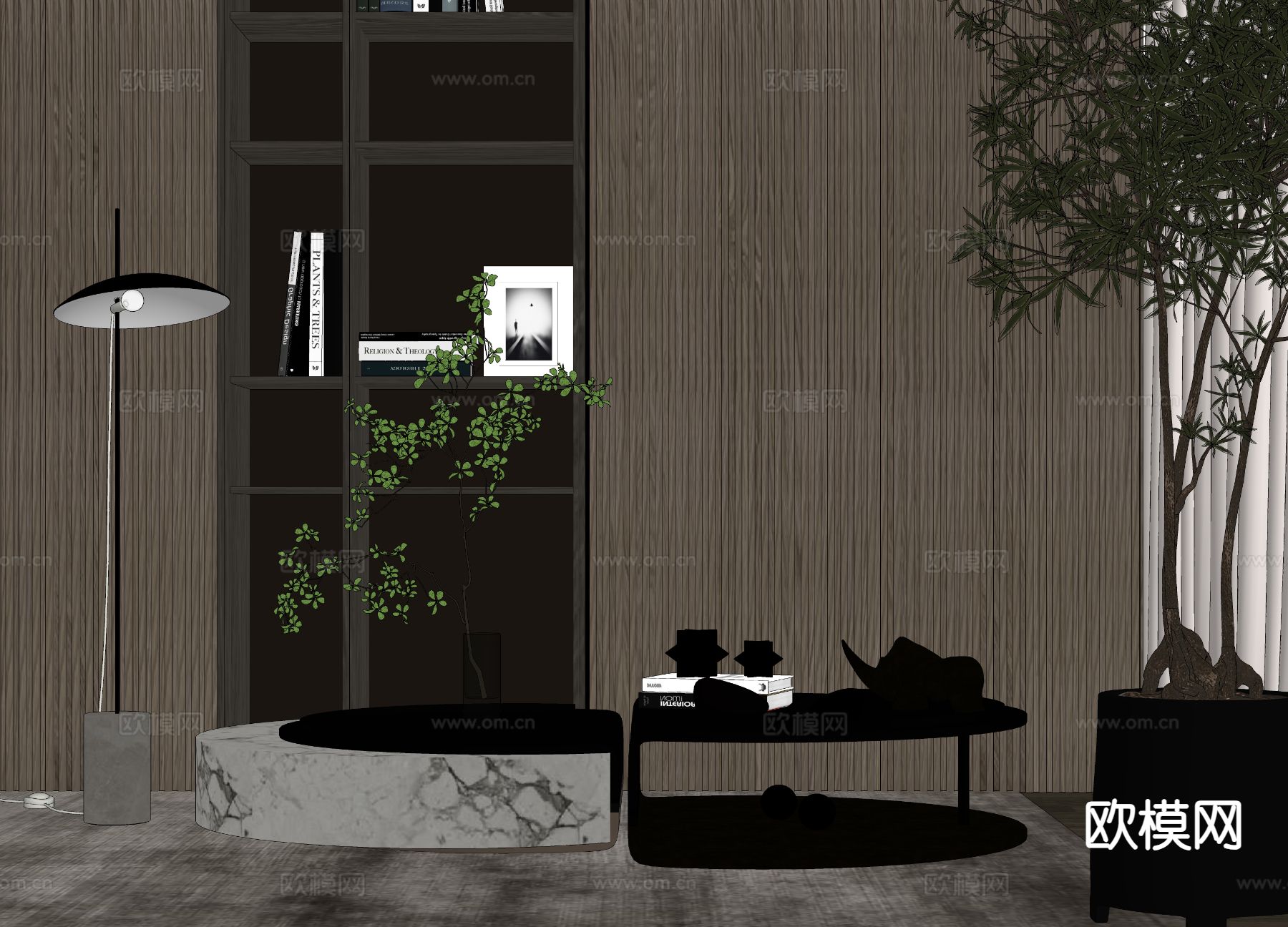 意式茶几 子母茶几su模型下载（渲染图1）