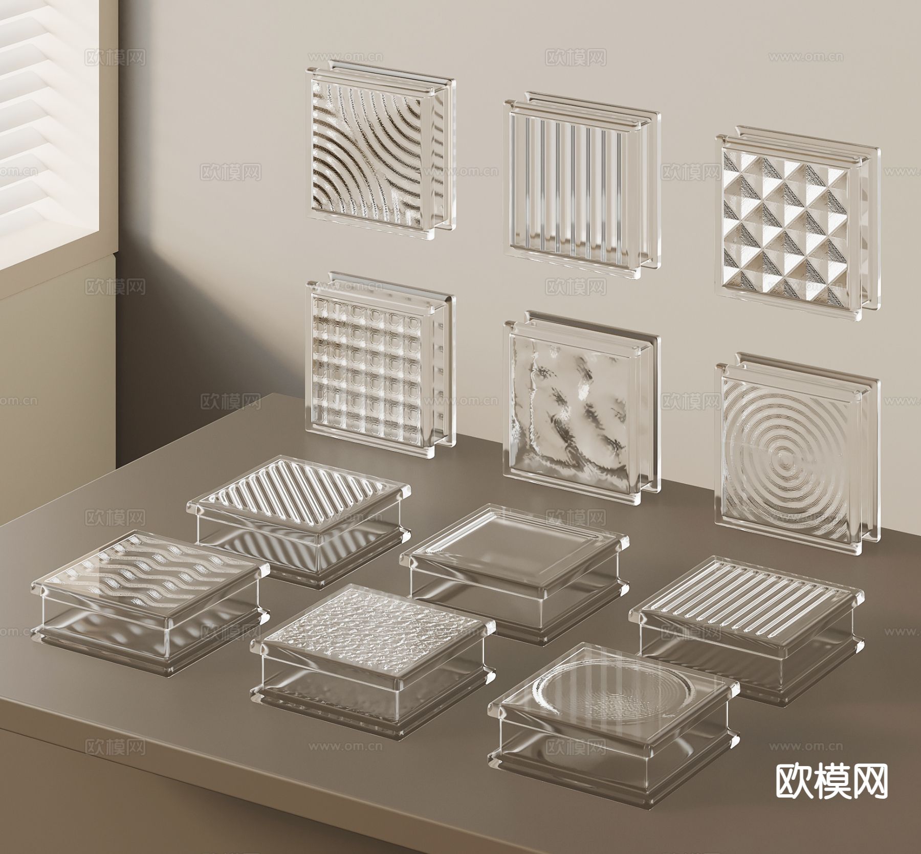 现代玻璃砖 透光砖 隔断3d模型