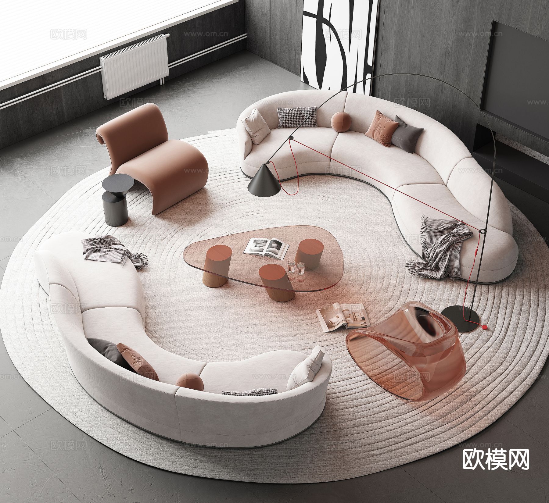 现代组合沙发3d模型下载