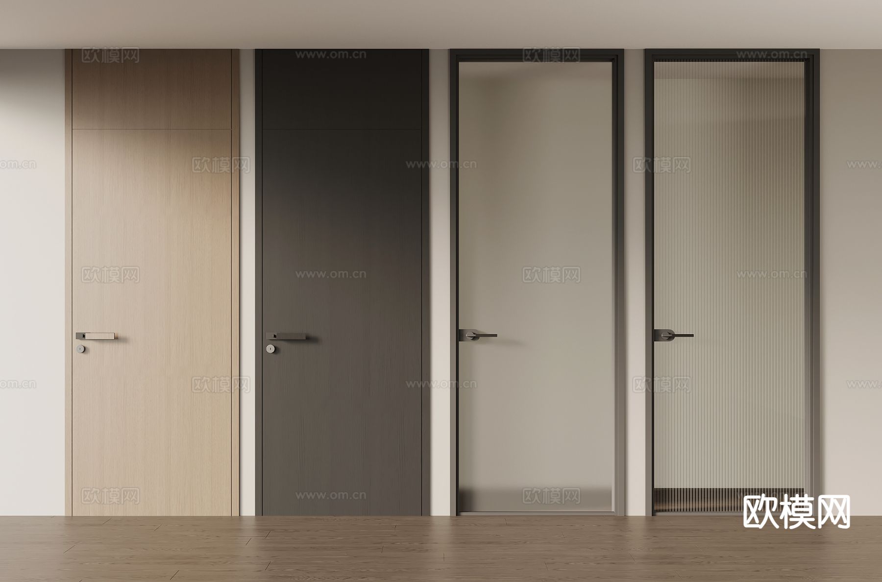 意式入户门 室内门 单开门 玻璃门 卫生间门3d模型下载
