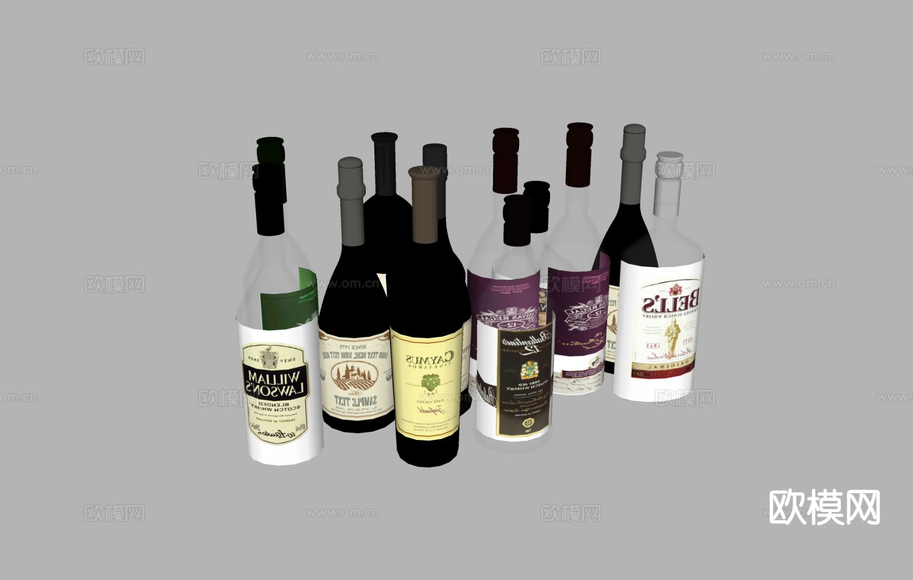 酒具 酒瓶su模型下载（渲染图1）