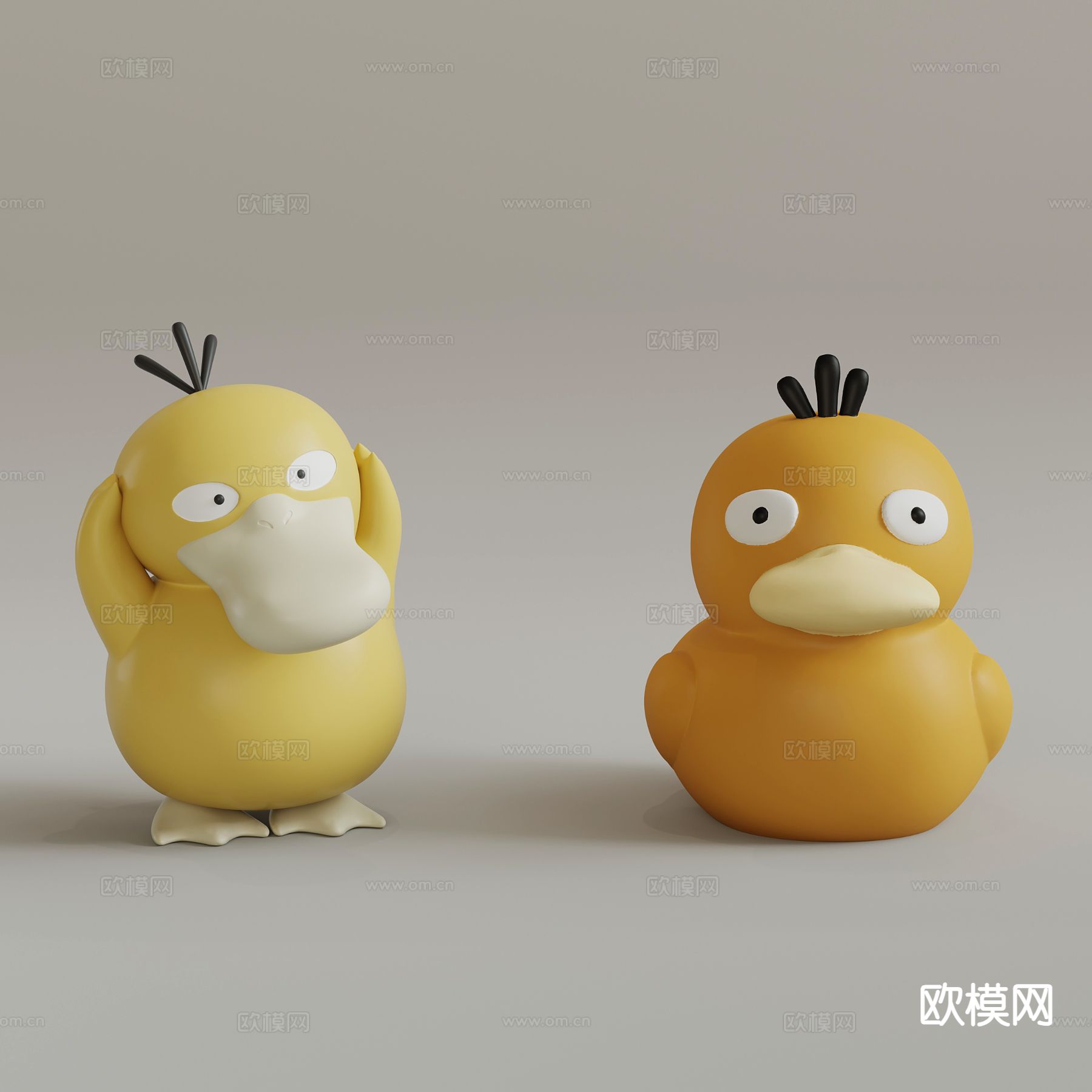 现代玩偶 可达鸭 公仔 摆件su模型下载（渲染图2）