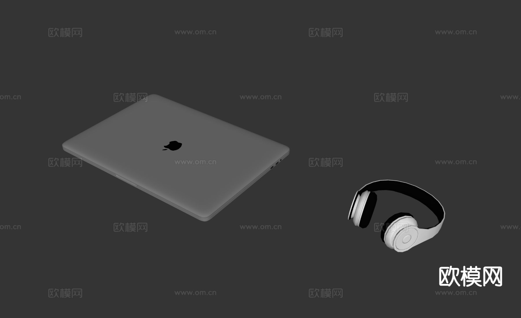 现代电脑 耳机 办公用品 数码su模型下载（渲染图1）