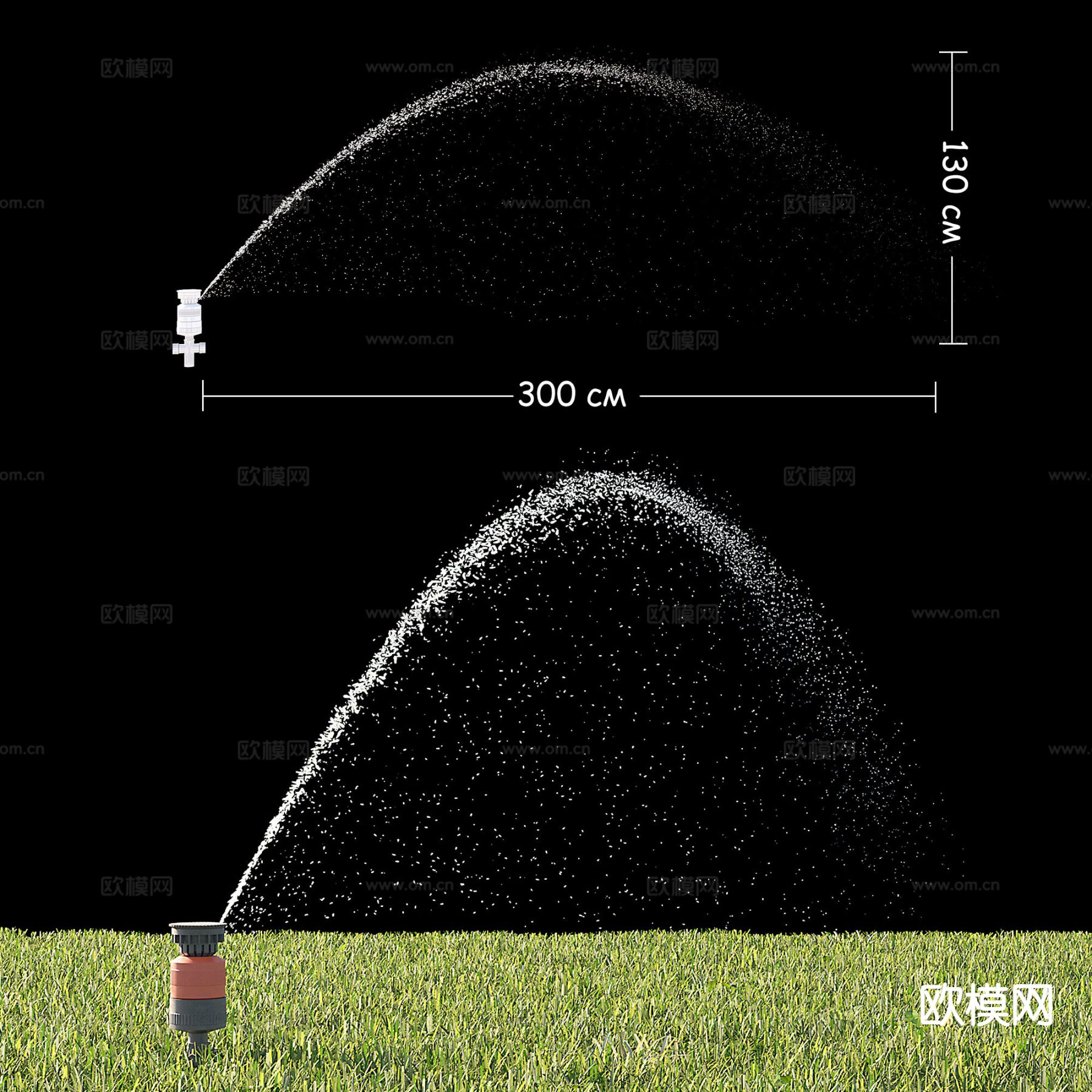 草地草坪 喷淋设备 浇水 喷泉3d模型