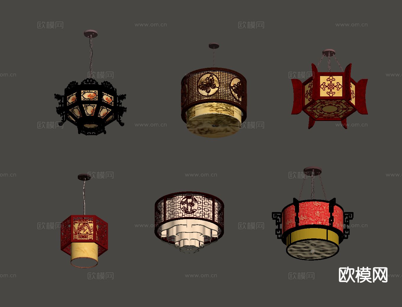 新中式吊灯 餐厅吊灯su模型下载（渲染图1）