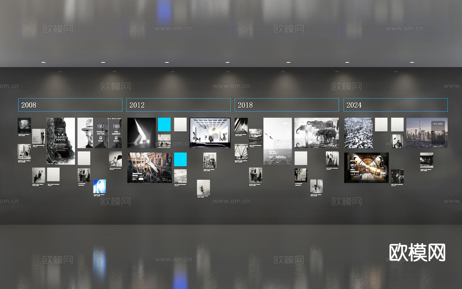 现代照片墙 历史文化墙 展示墙 企业墙3d模型
