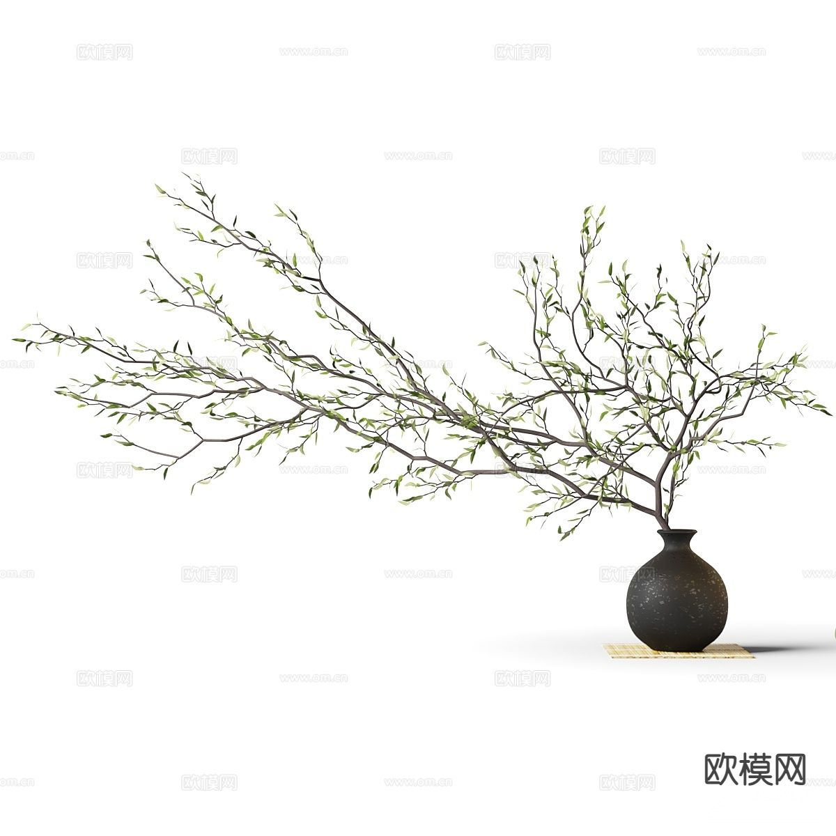 新中式花瓶 花艺 插花 陶罐3d模型